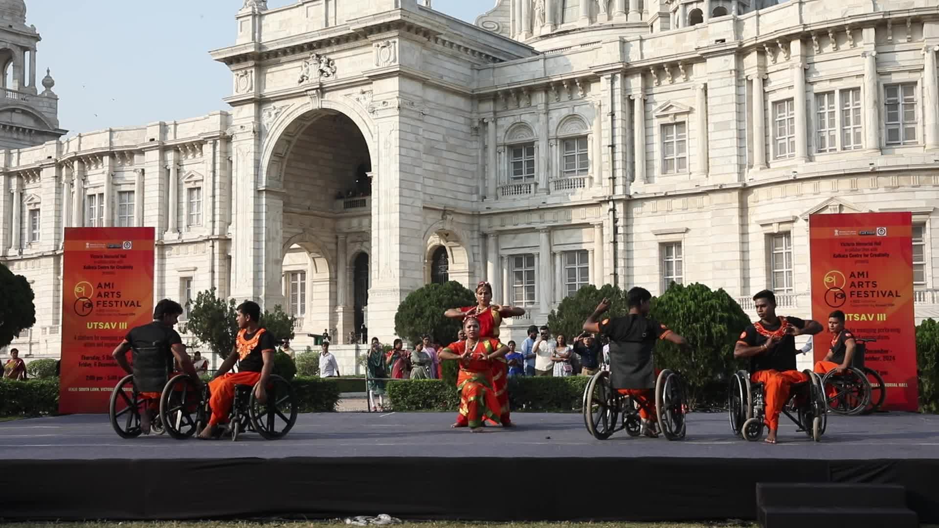 Dance On Wheelchairs at Victoria Memorial Monument In India, Kolkata