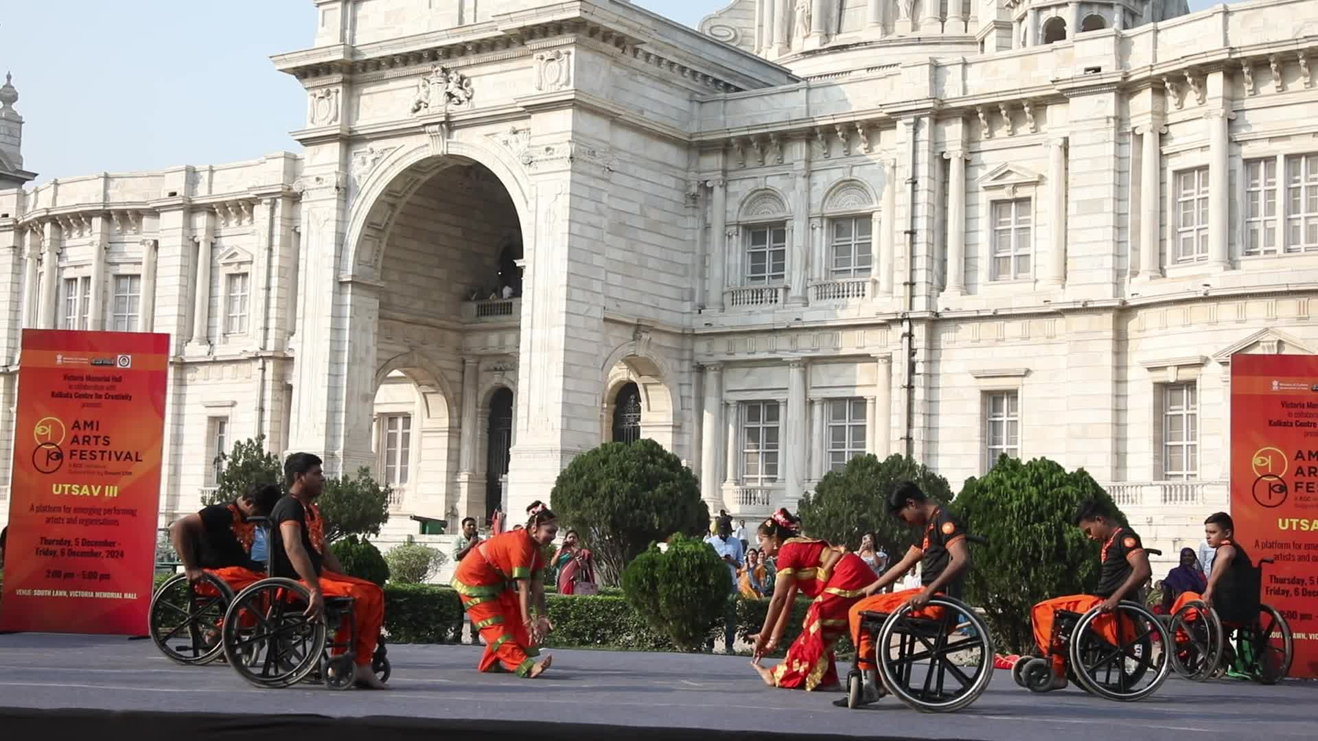 Dance On Wheelchairs at Victoria Memorial Monument In India, Kolkata