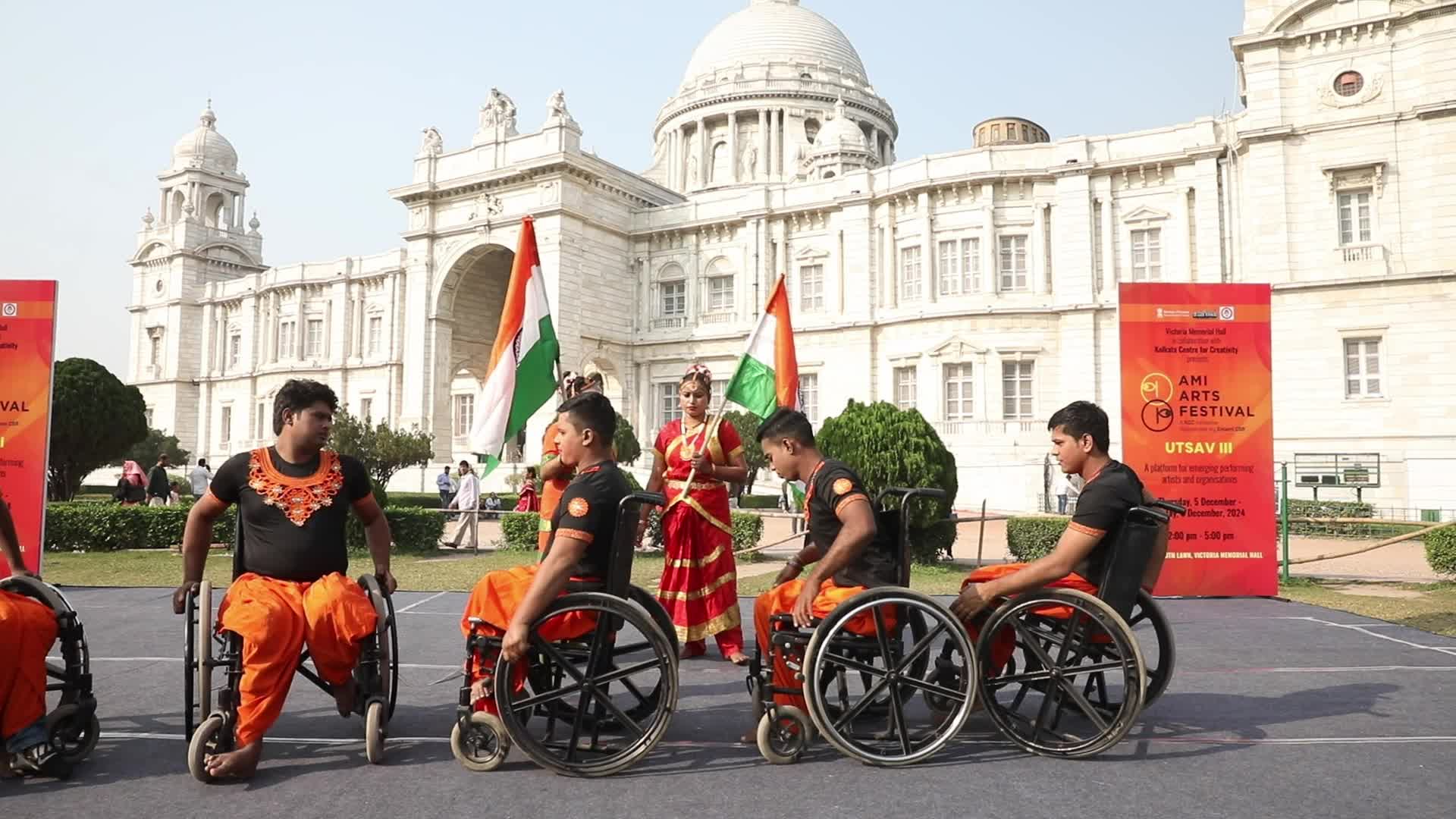 Dance On Wheelchairs at Victoria Memorial Monument In India, Kolkata