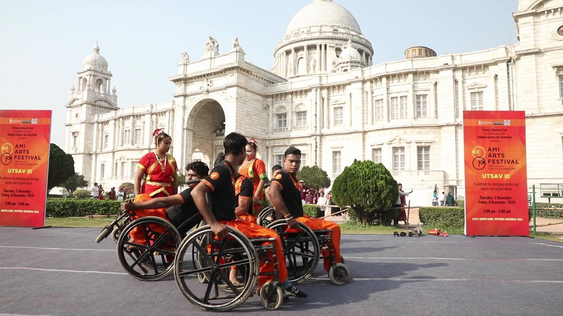 Dance On Wheelchairs at Victoria Memorial Monument In India, Kolkata
