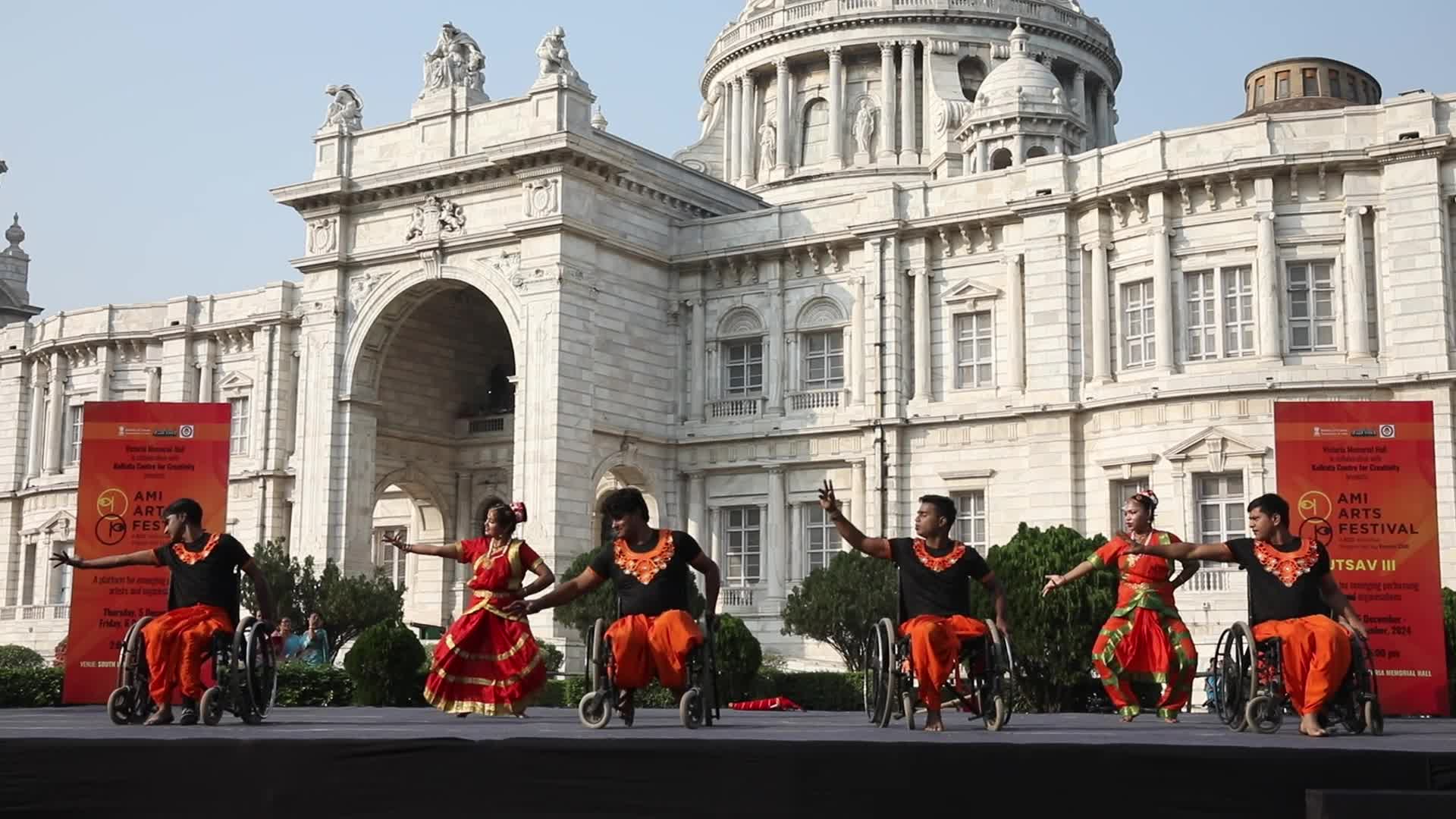 Dance On Wheelchairs at Victoria Memorial Monument In India, Kolkata