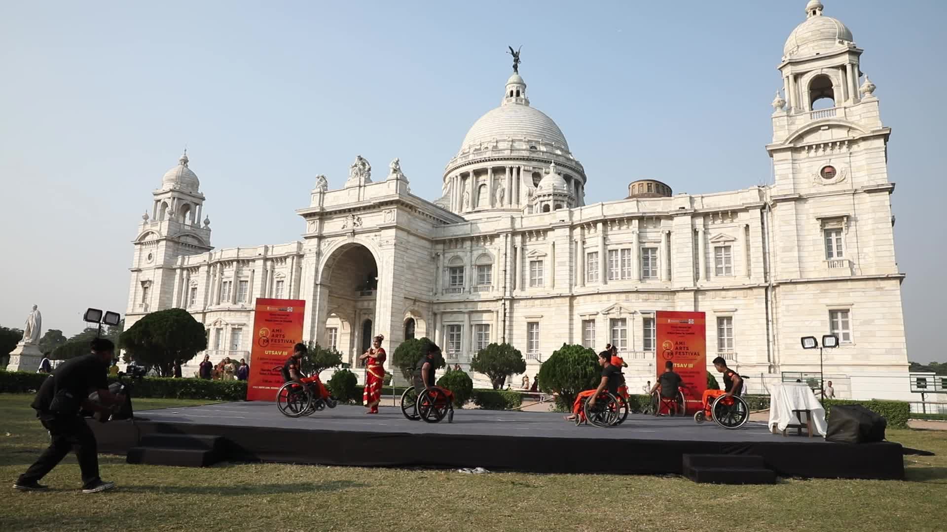 Dance On Wheelchairs at Victoria Memorial Monument In India, Kolkata