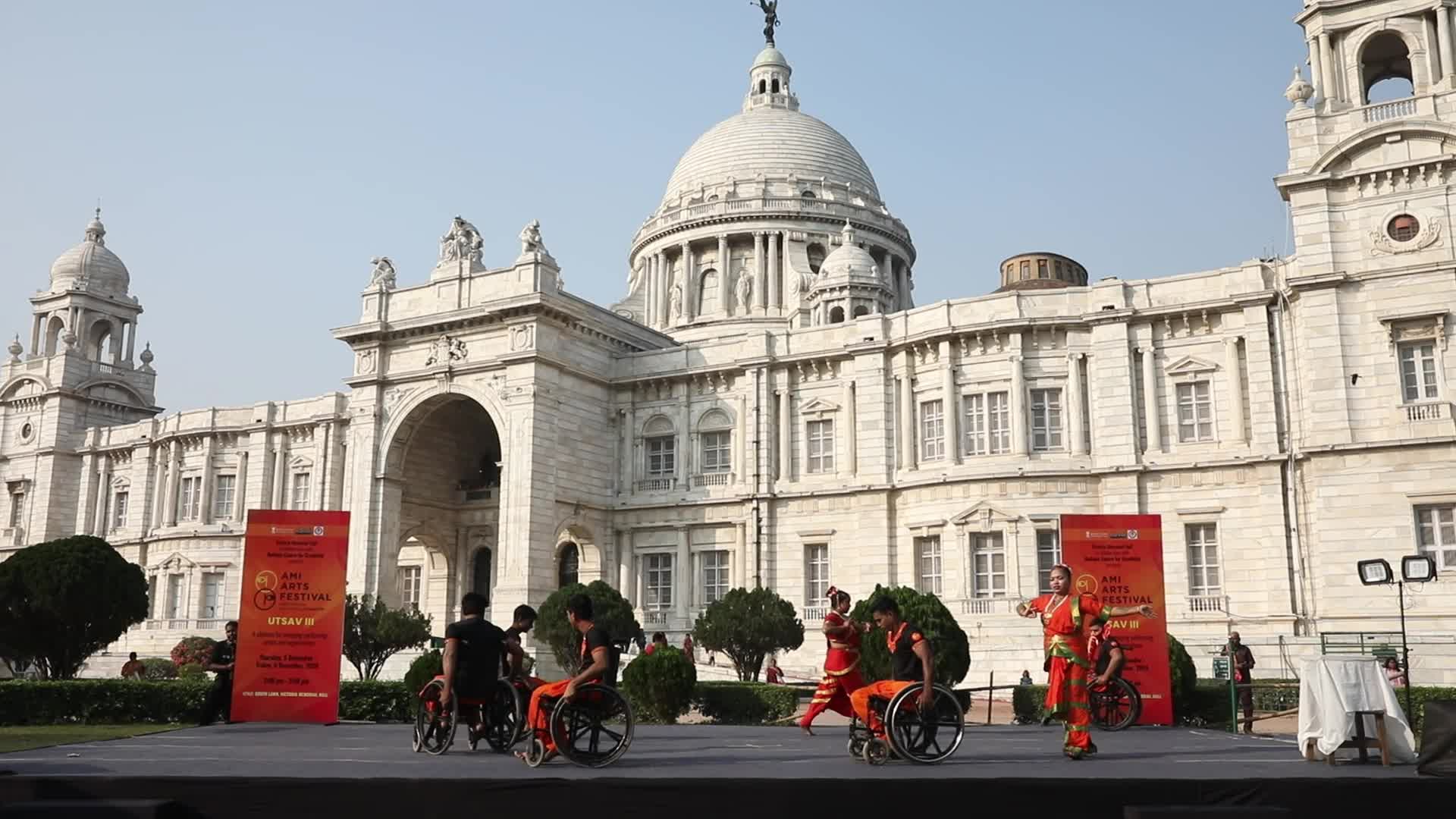 Dance On Wheelchairs at Victoria Memorial Monument In India, Kolkata