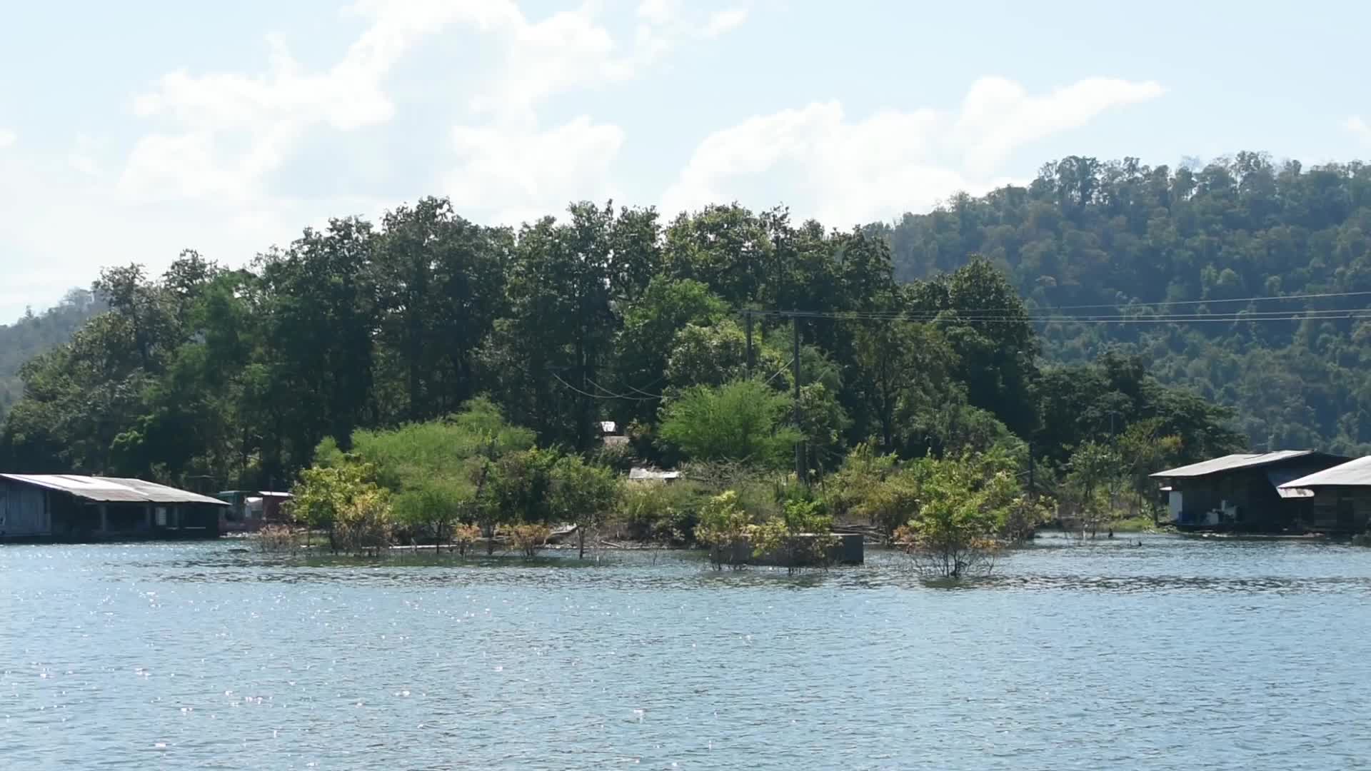 General view show fishing boats at Queen Sirikit Dam.