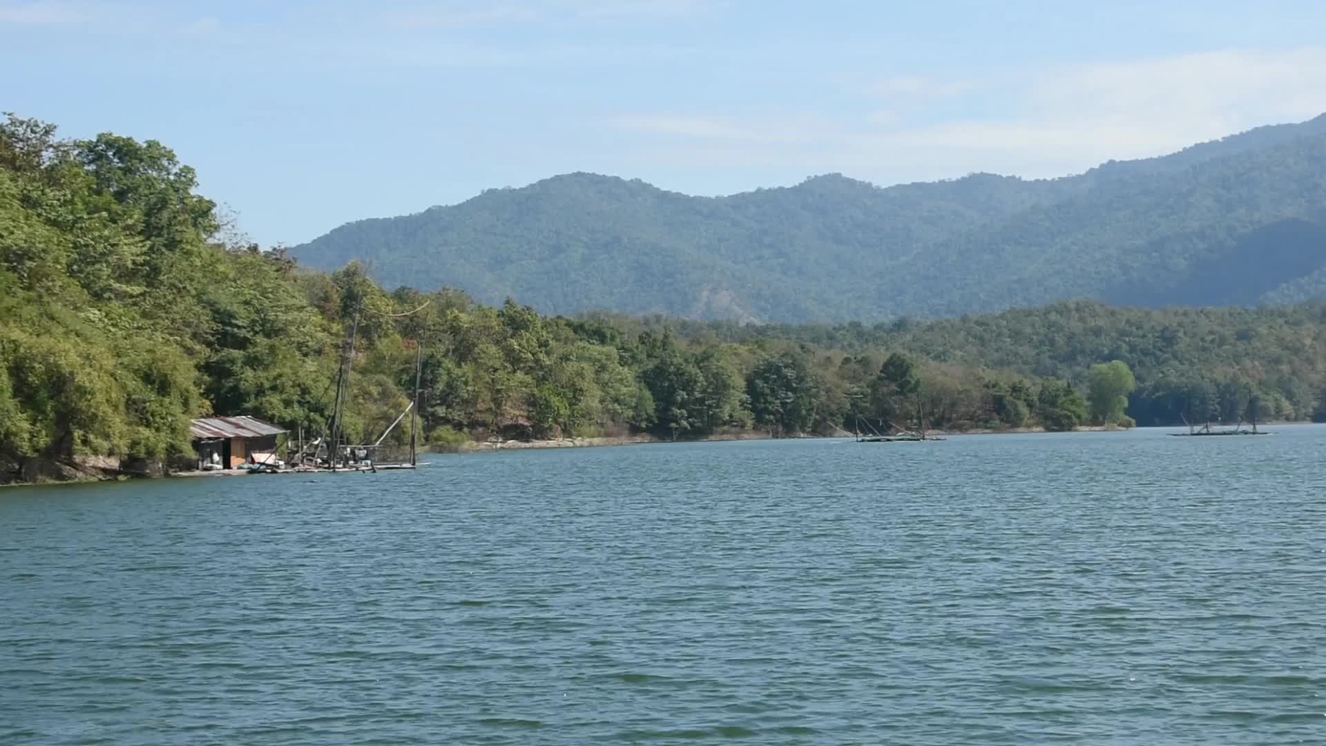 General view show fishing boats at Queen Sirikit Dam.