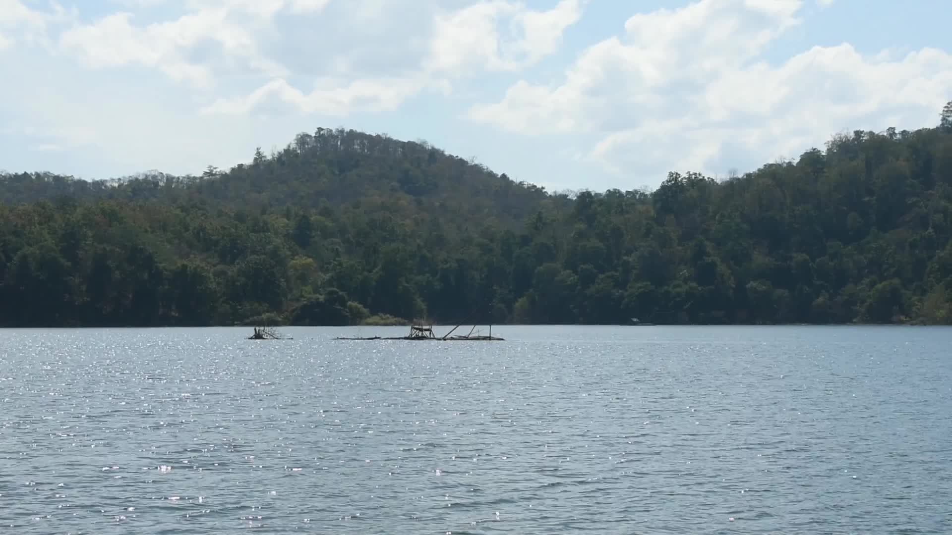 General view show fishing boats at Queen Sirikit Dam.