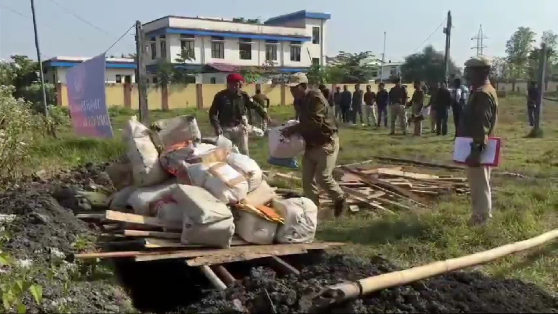 Assam Police burns illegal drugs worth 8 cr in India 