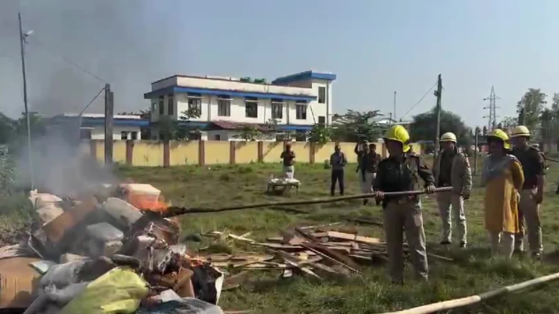 Assam Police burns illegal drugs worth 8 cr in India 