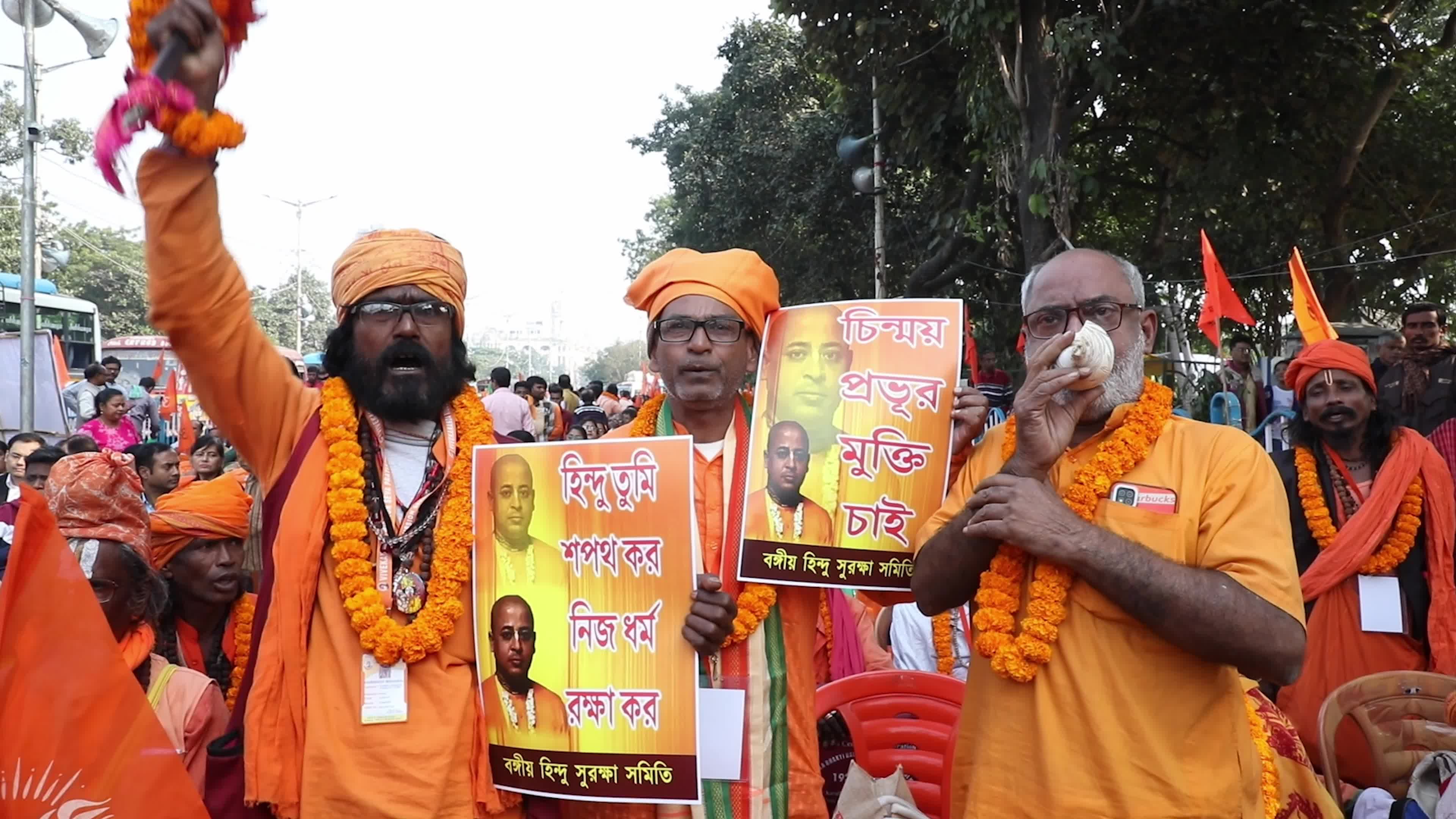 Bangladesh-Hindu Priest Arrest Protest