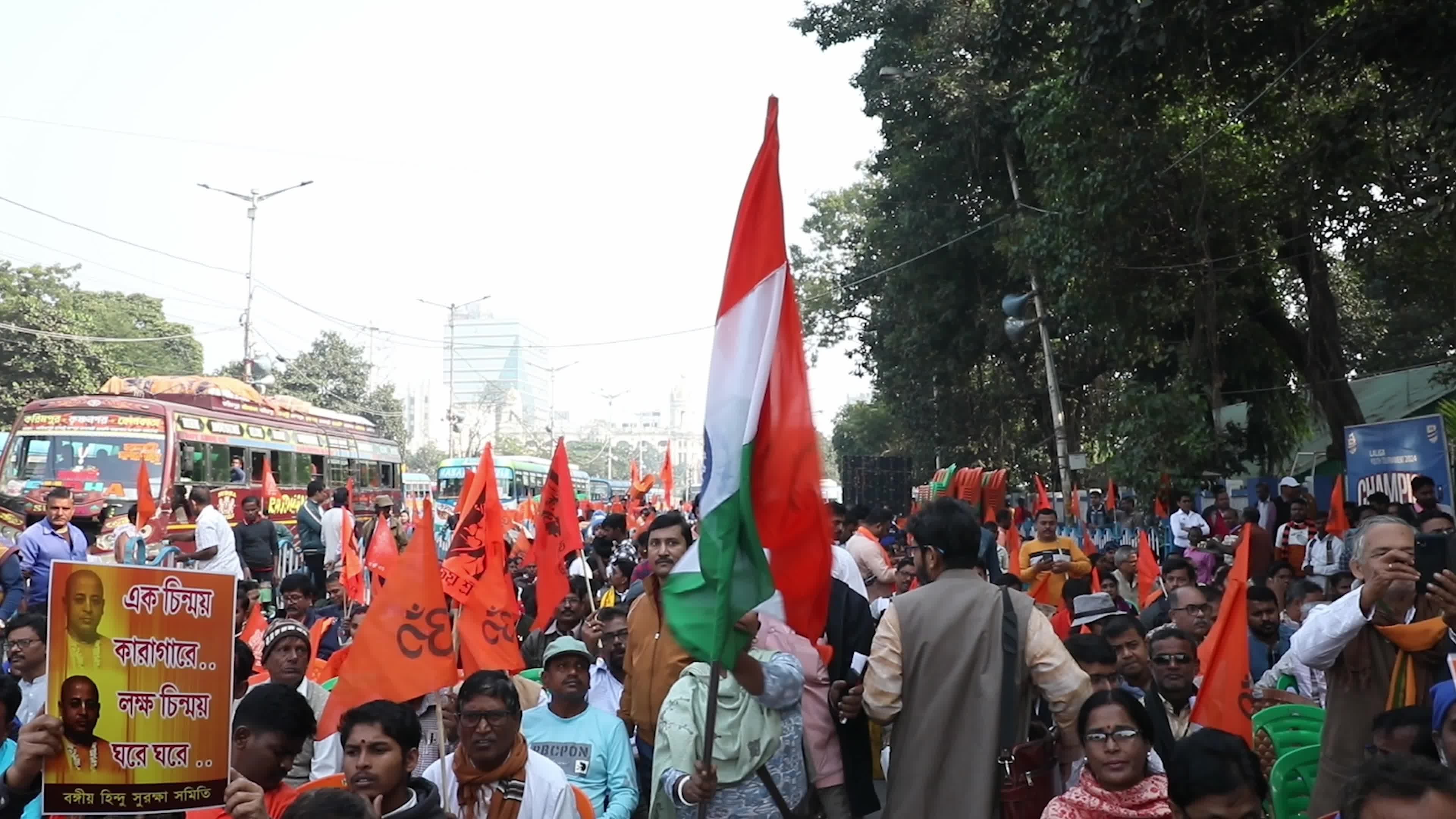 Bangladesh-Hindu Priest Arrest Protest