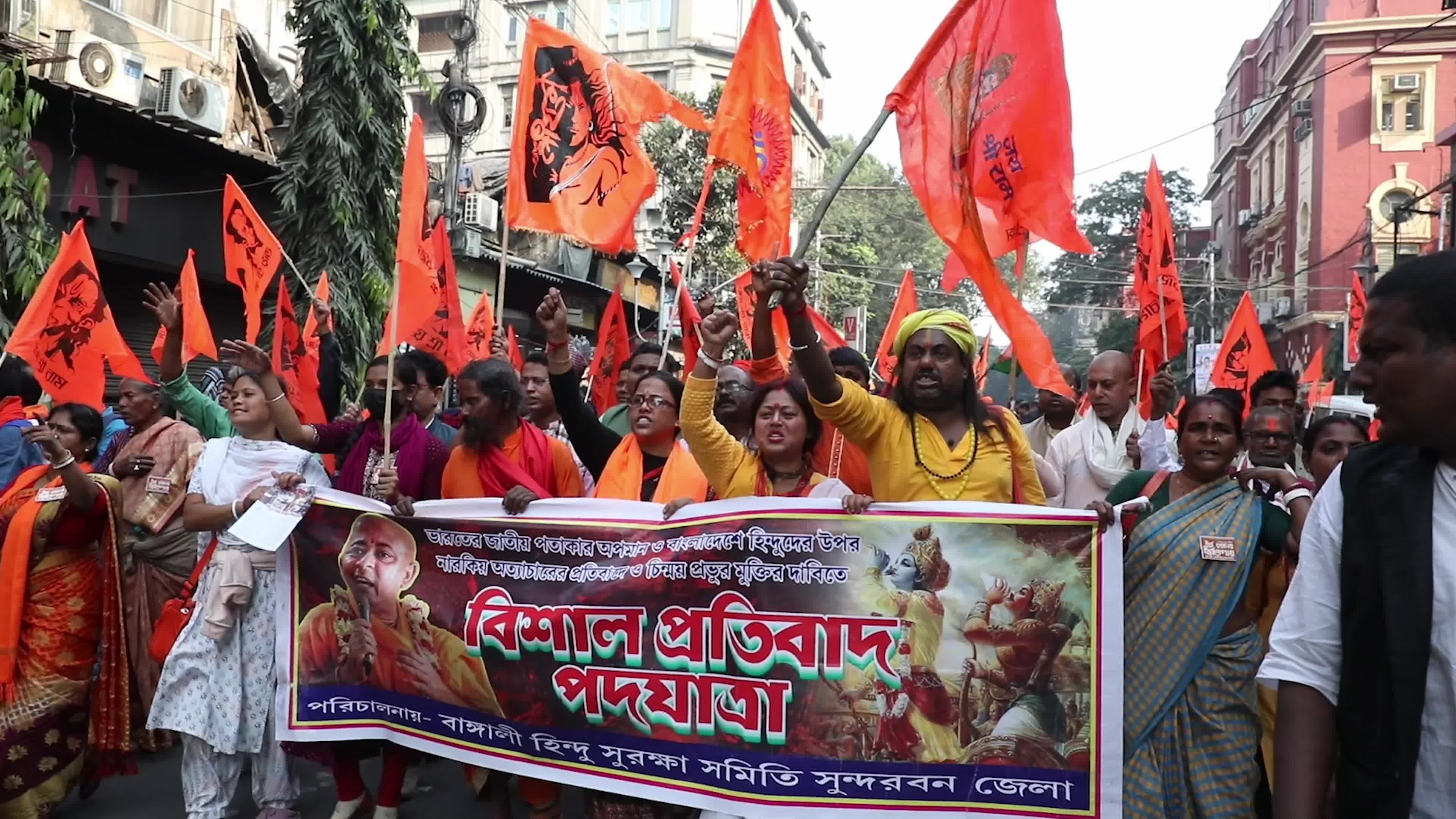Bangladesh-Hindu Priest Arrest Protest