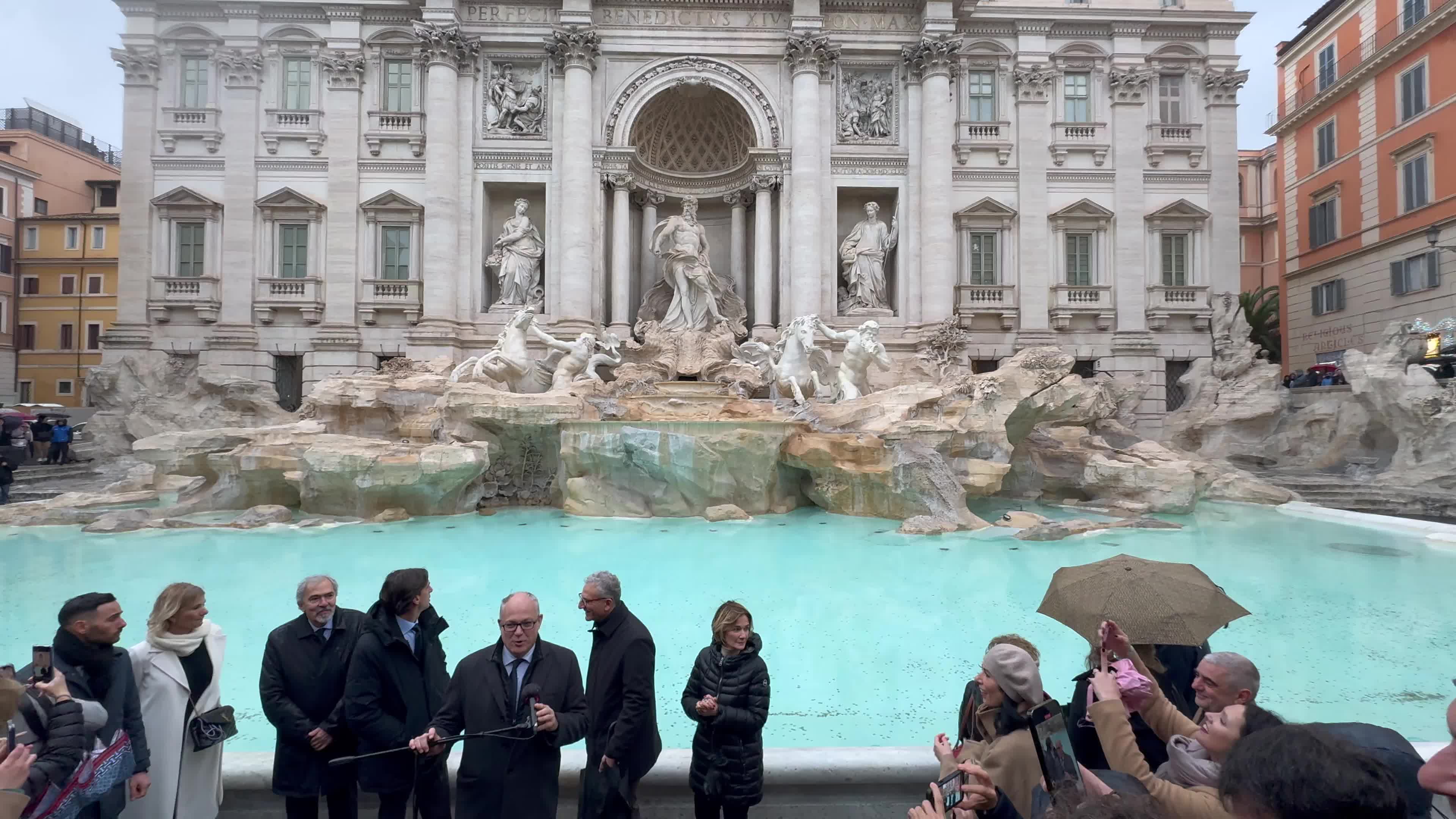 Trevi Fountain in Rome reopens to public after maintenance works, 22 December 2024