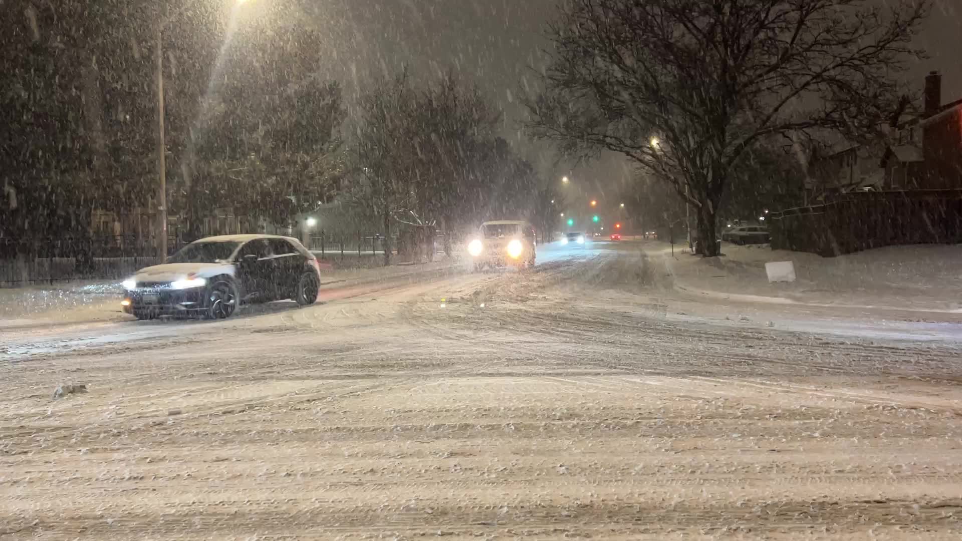 Winter snowstorm in Toronto, Canada