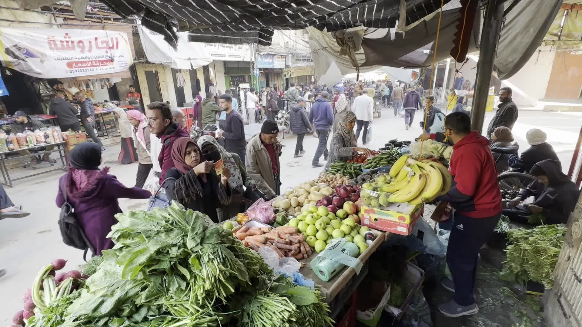 Residents Shop for Vegetables in Deir al-Balah Amid Ongoing Gaza Conflict