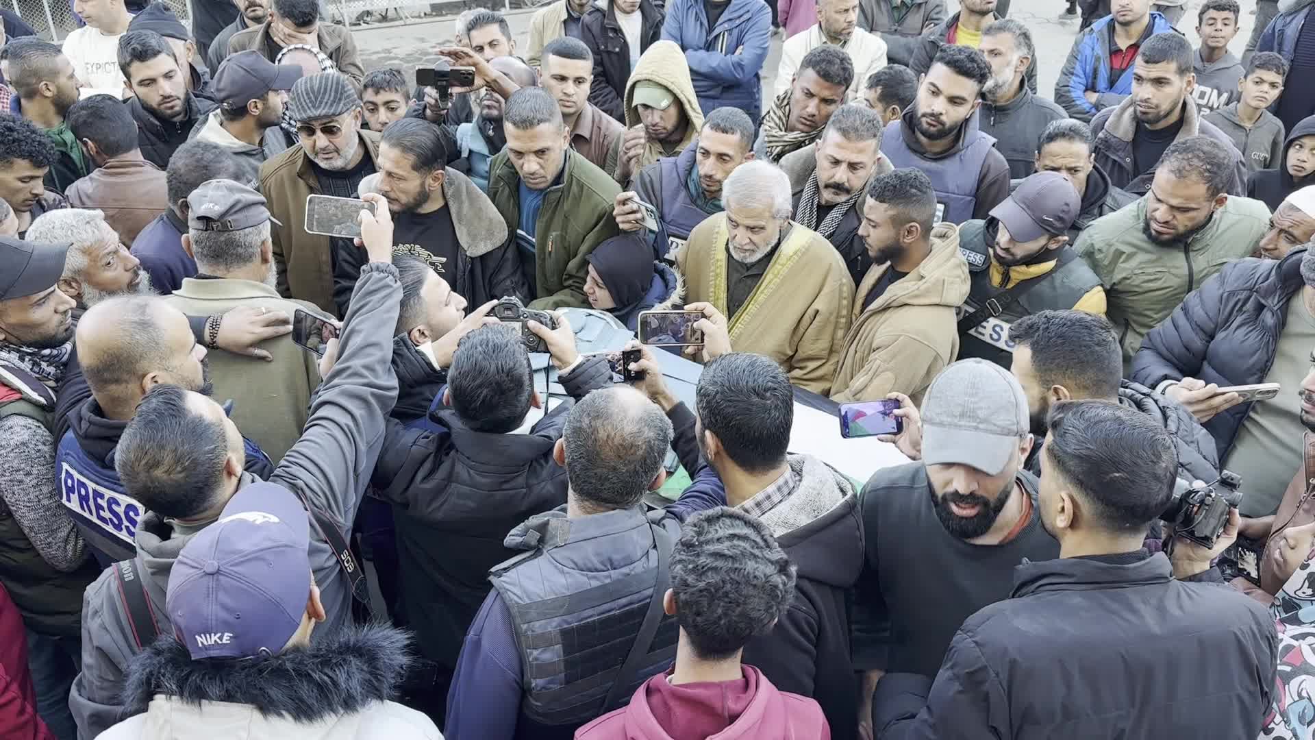 Mourners Gather at Funeral of Al Jazeera Journalist Ahmed Al-Louh in Gaza