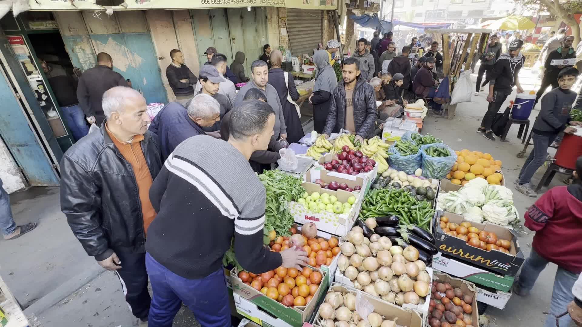Residents Shop for Vegetables in Deir al-Balah Amid Ongoing Gaza Conflict