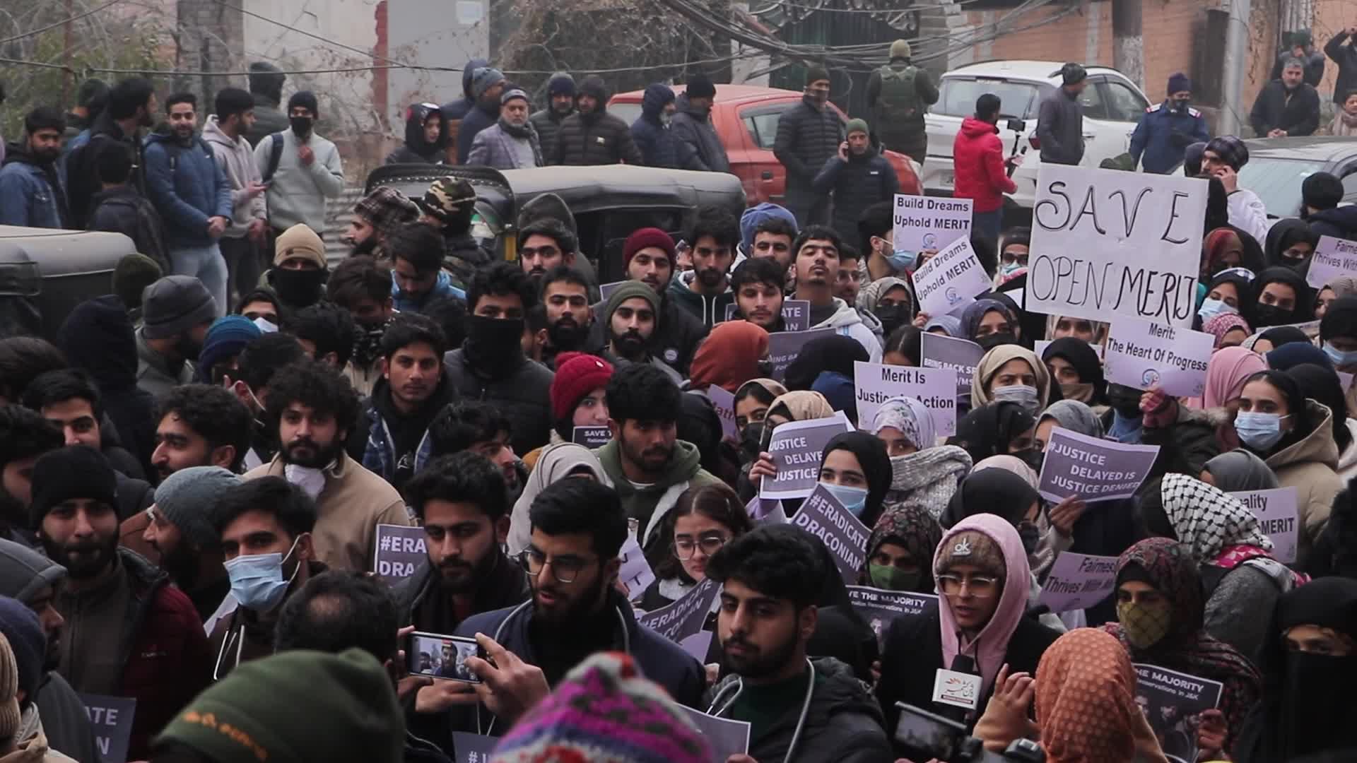 Students Protest BJP-Imposed Reservation Policy in Kashmir