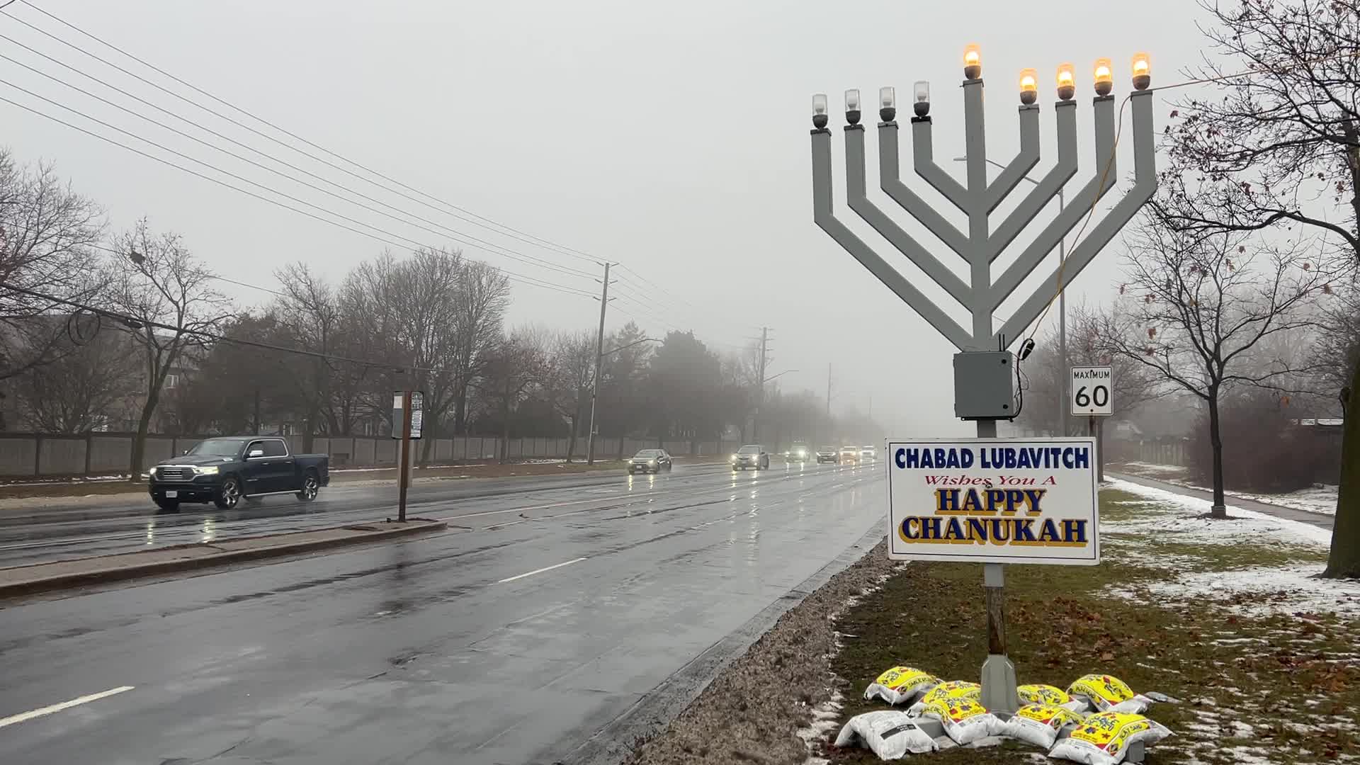 Cold and rainy foggy morning in Toronto, Canada
