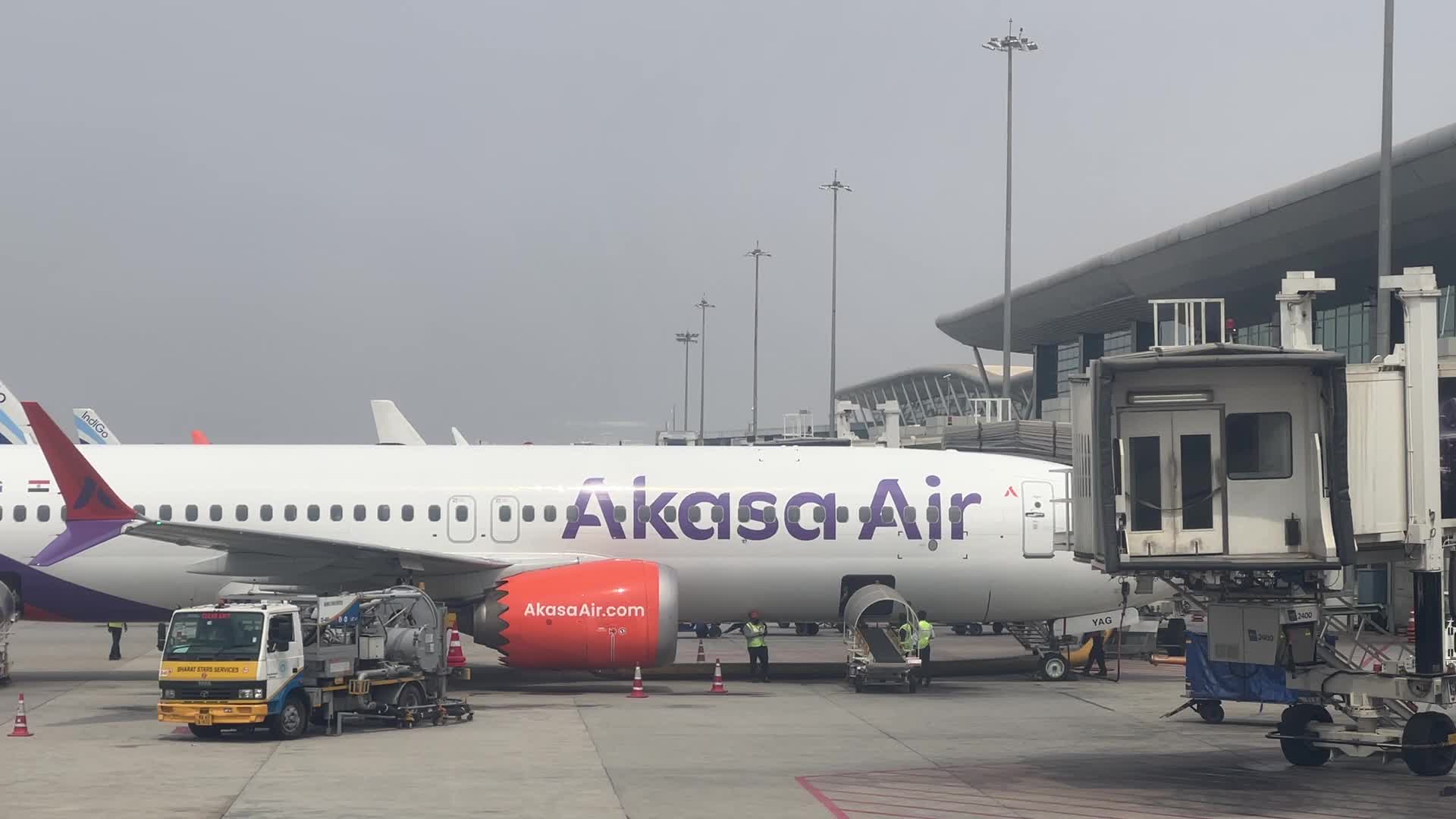 Akasa Air Boeing 737-8 MAX airplane at Kempegowda International Airport