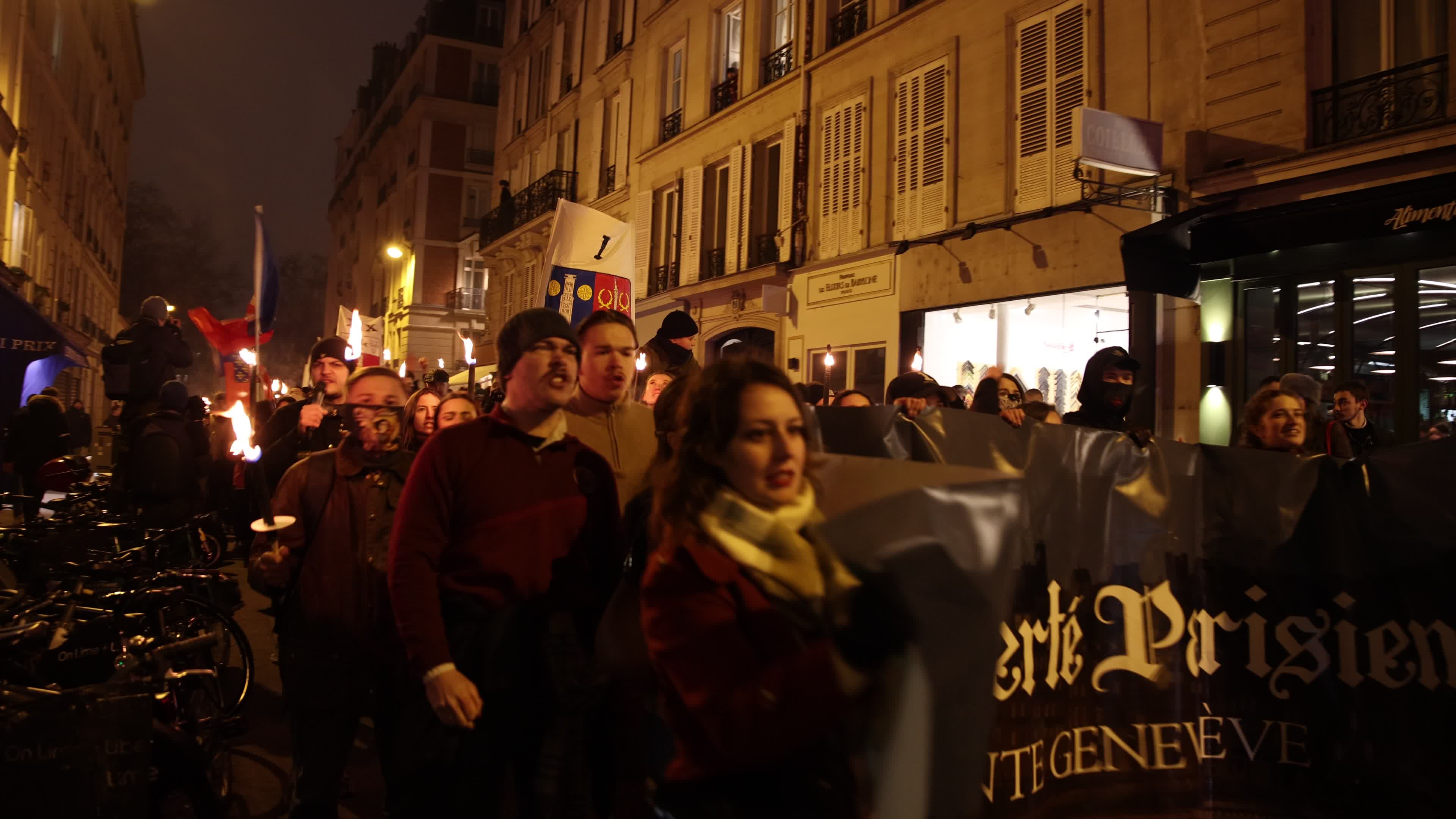 The torchlight march of Paris Fierte , an identitarian far-right association in Paris