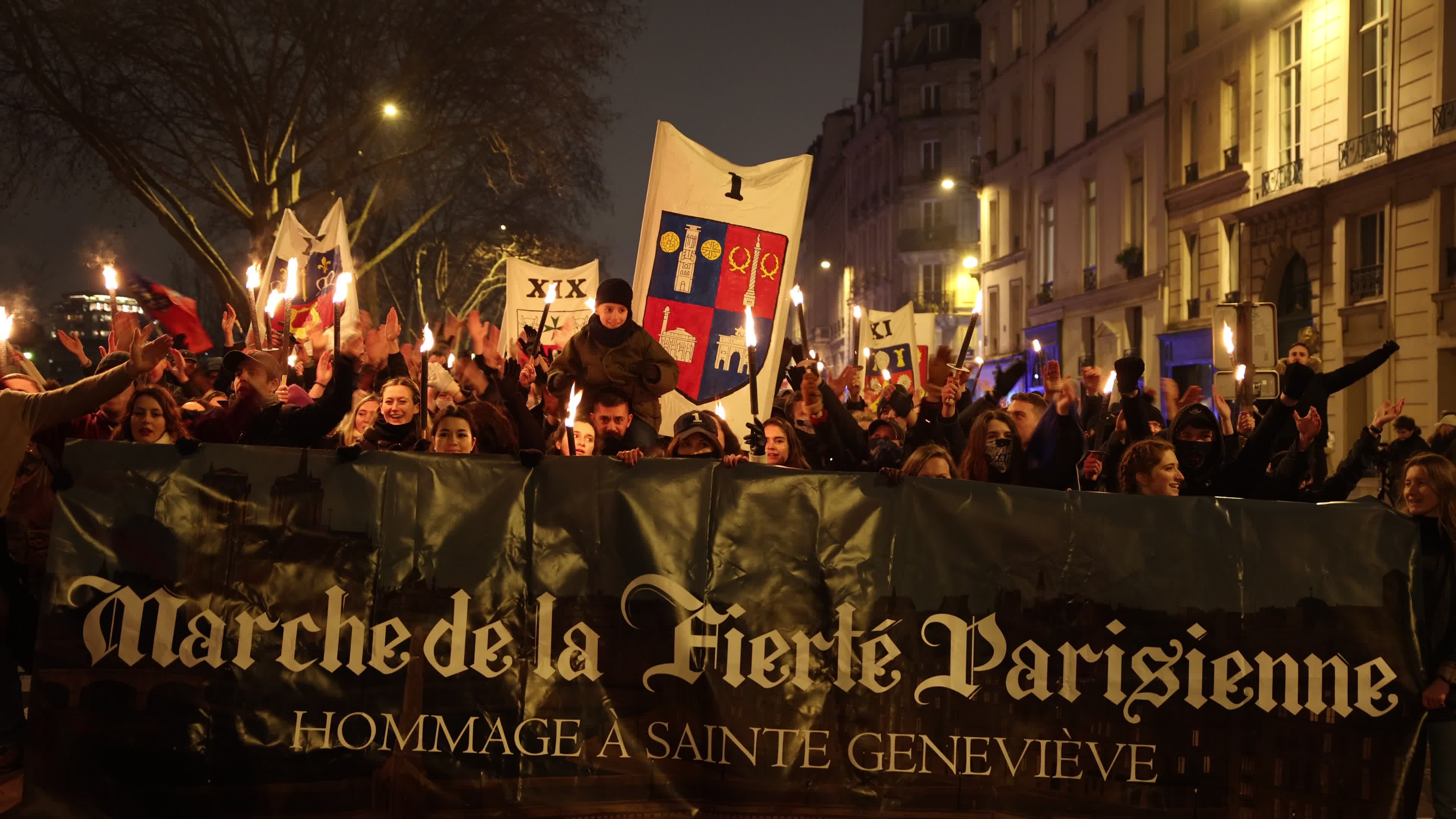 The torchlight march of Paris Fierte , an identitarian far-right association in Paris