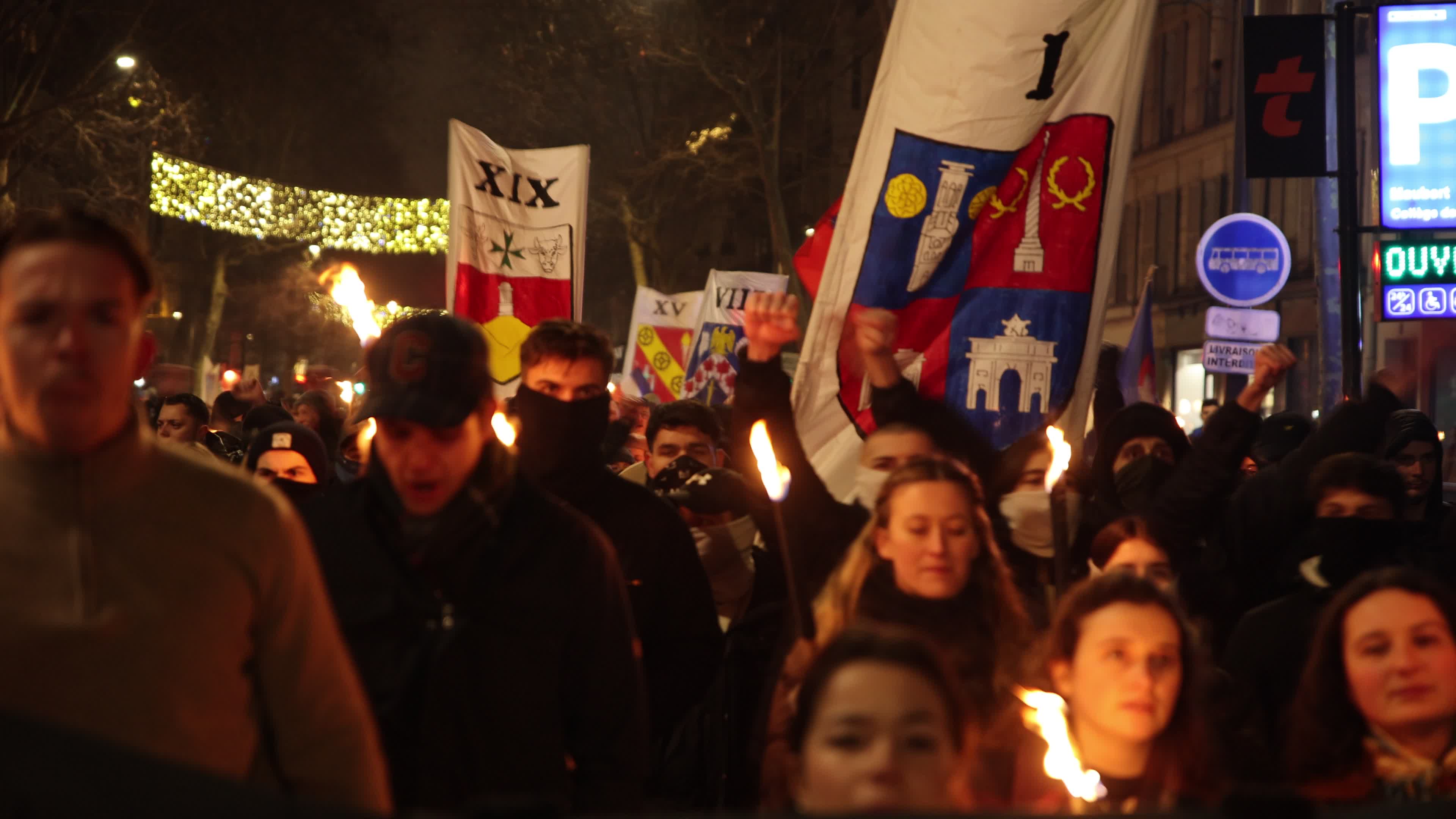The torchlight march of Paris Fierte , an identitarian far-right association in Paris