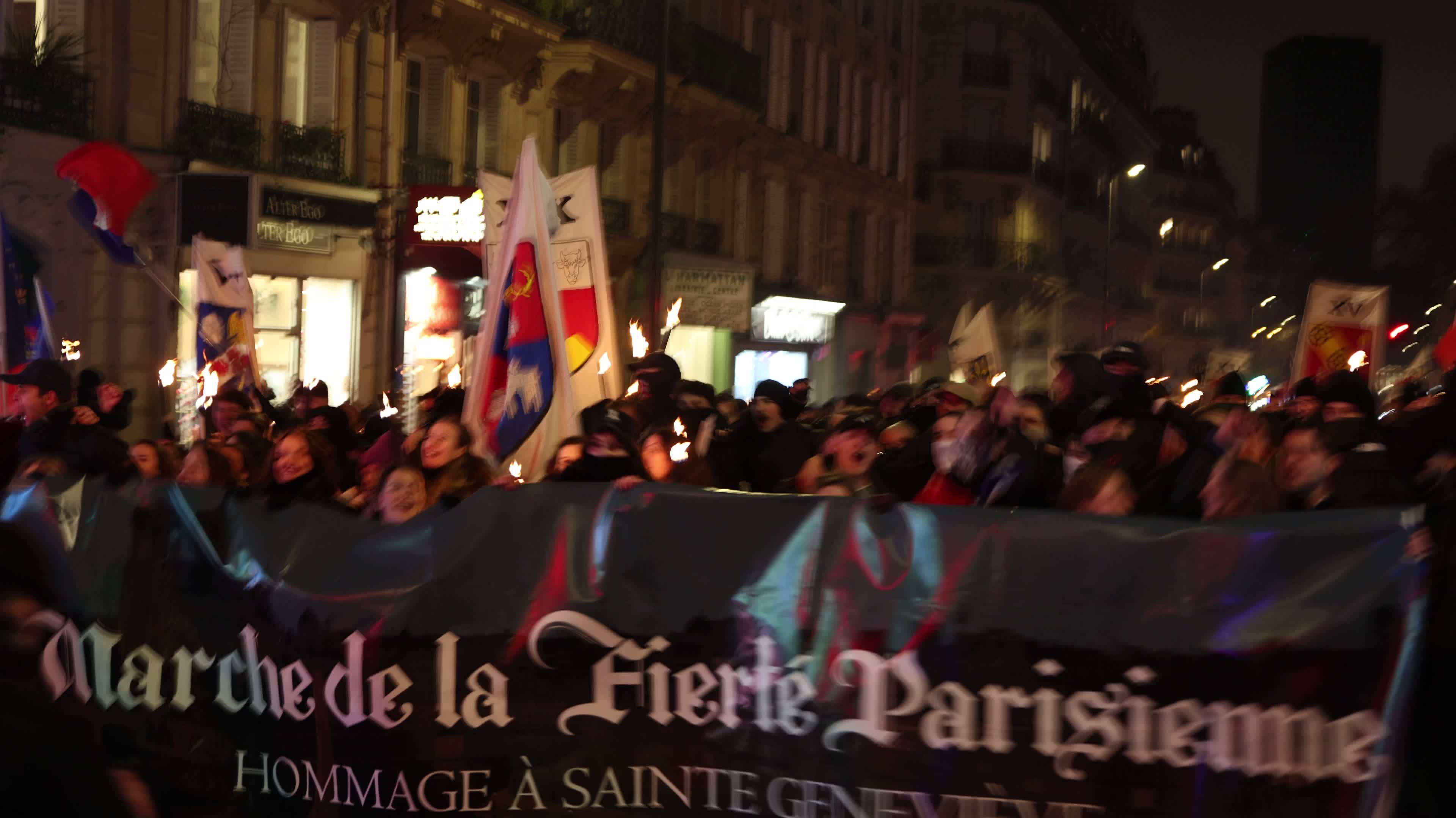 The torchlight march of Paris Fierte , an identitarian far-right association in Paris