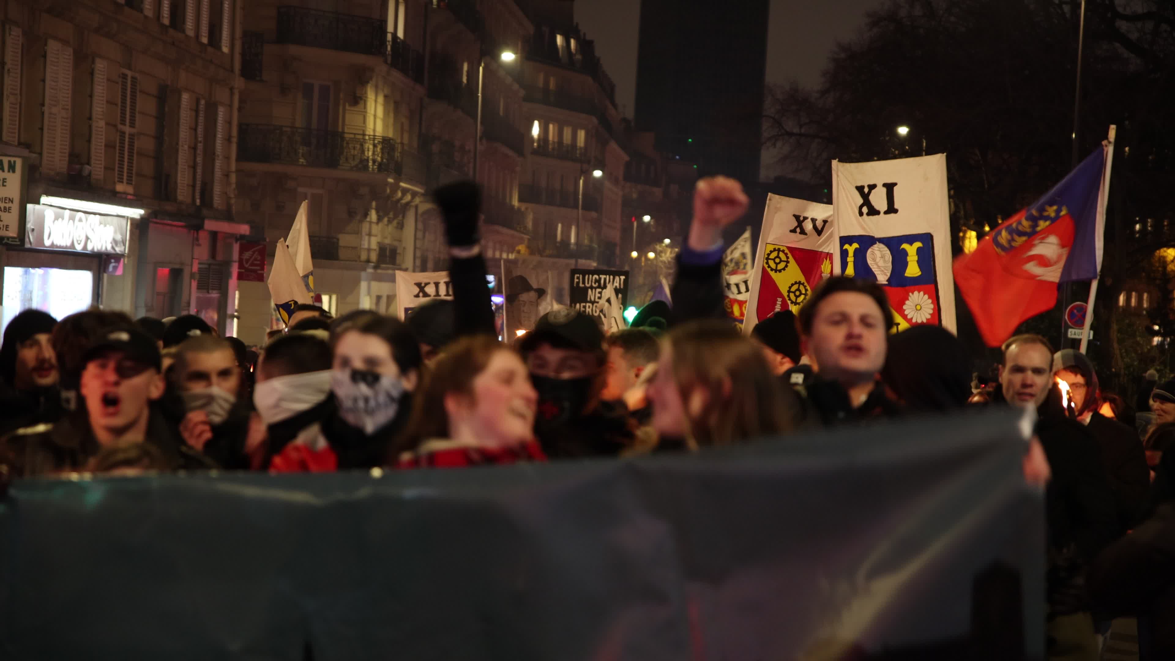 The torchlight march of Paris Fierte , an identitarian far-right association in Paris