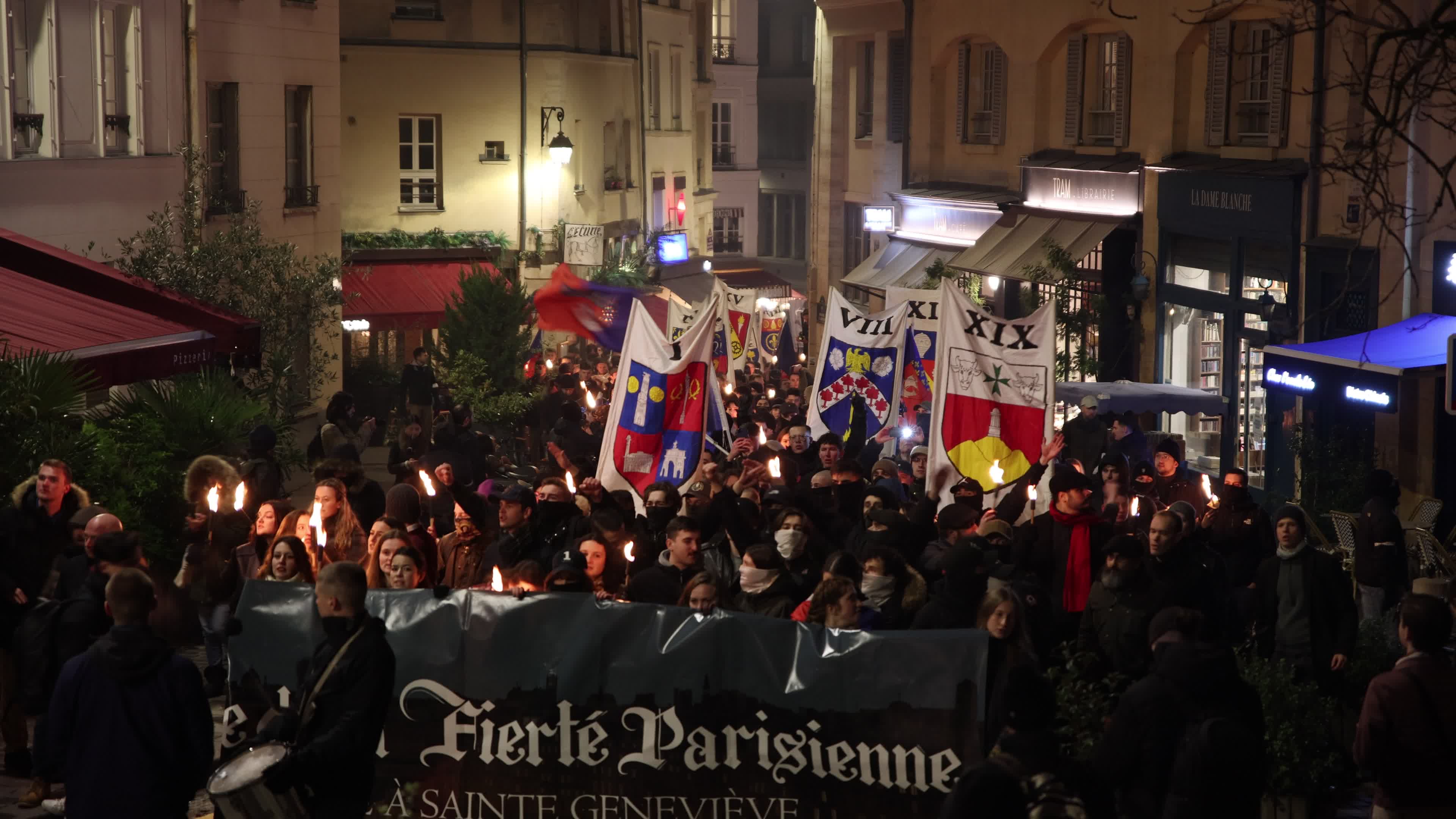 The torchlight march of Paris Fierte , an identitarian far-right association in Paris