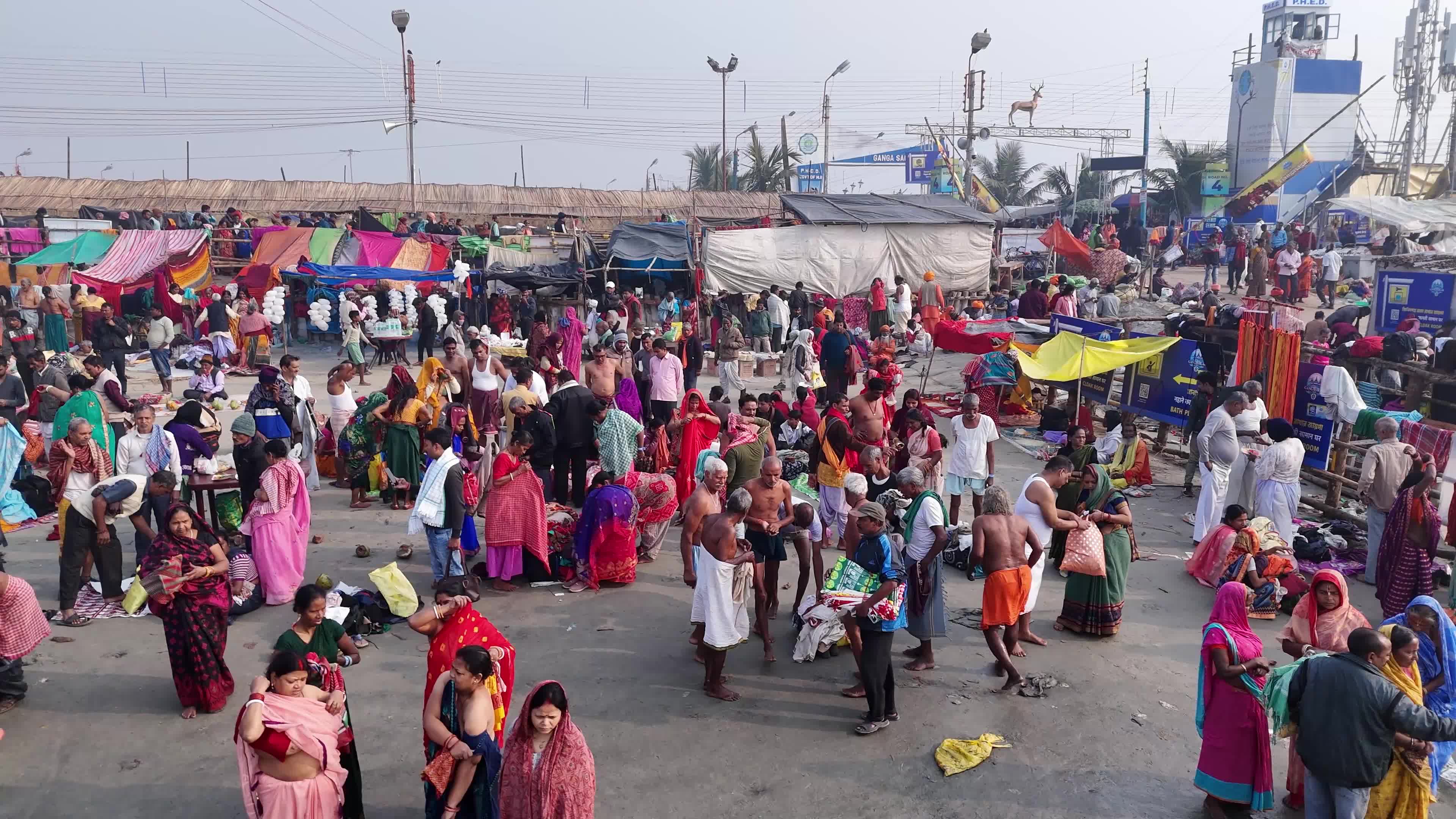Hindu Pilgrims Taking Holy Dip at Gangasagar Island During Annual Gangasagar Mela