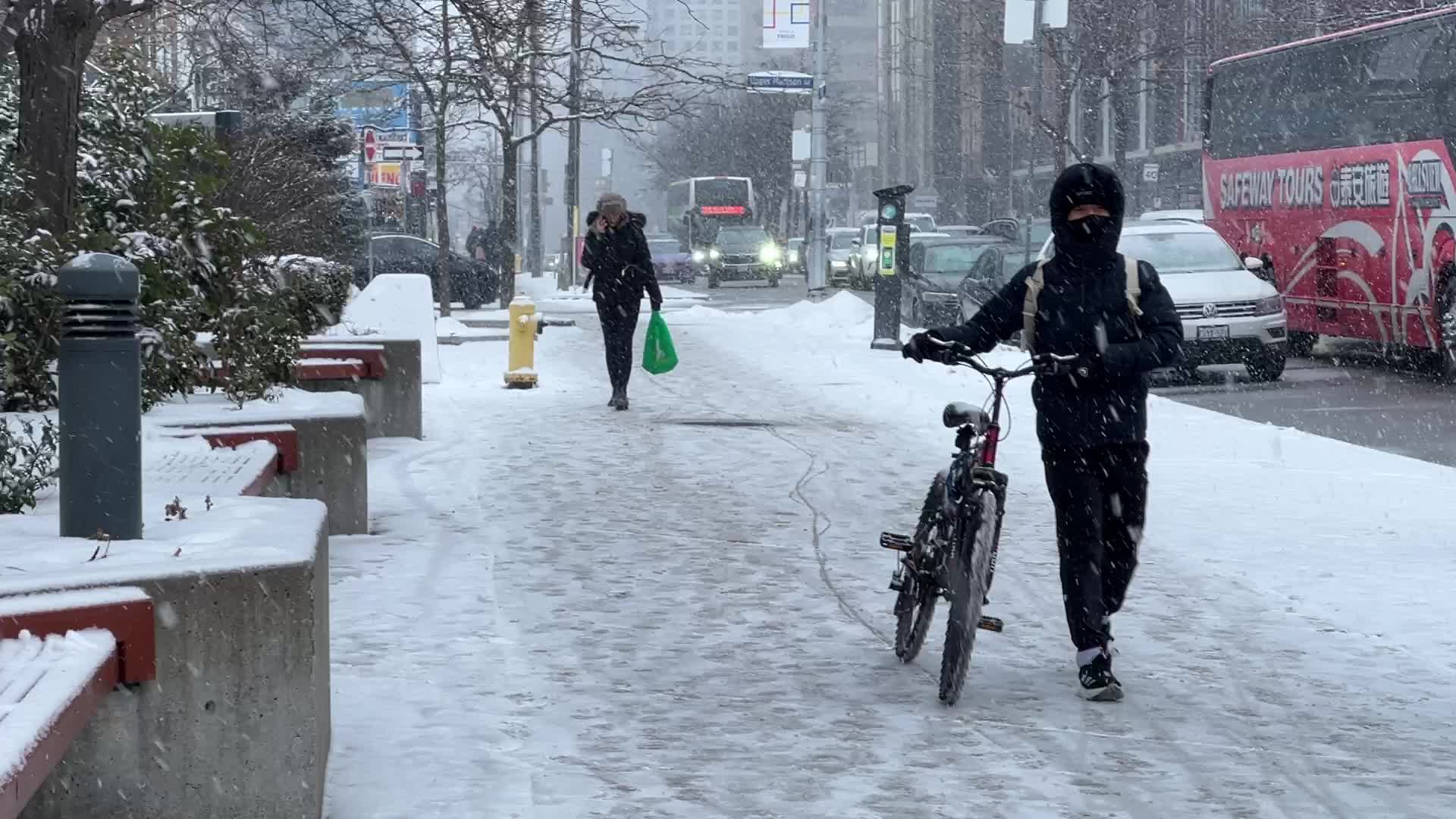 Snow falling in Toronto, Canada