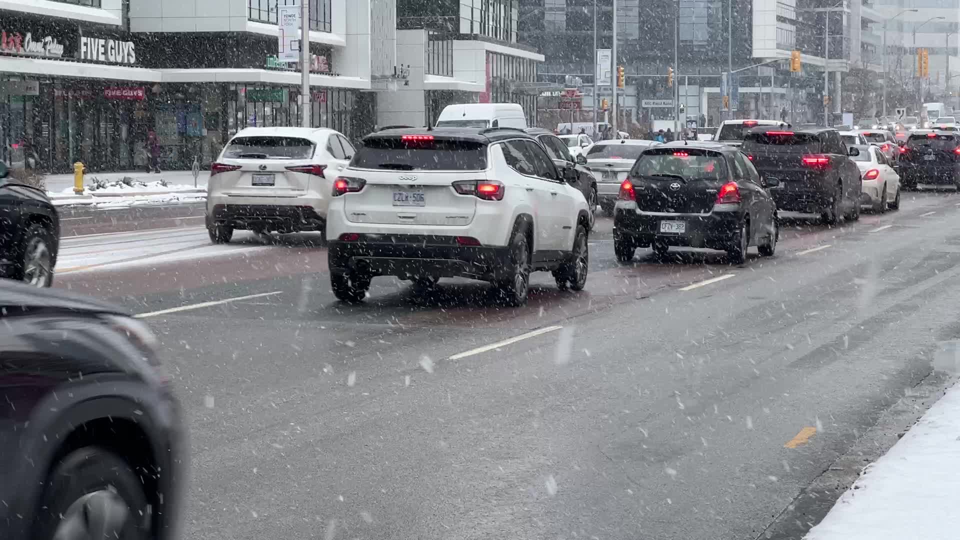 Snow falling in Toronto, Canada