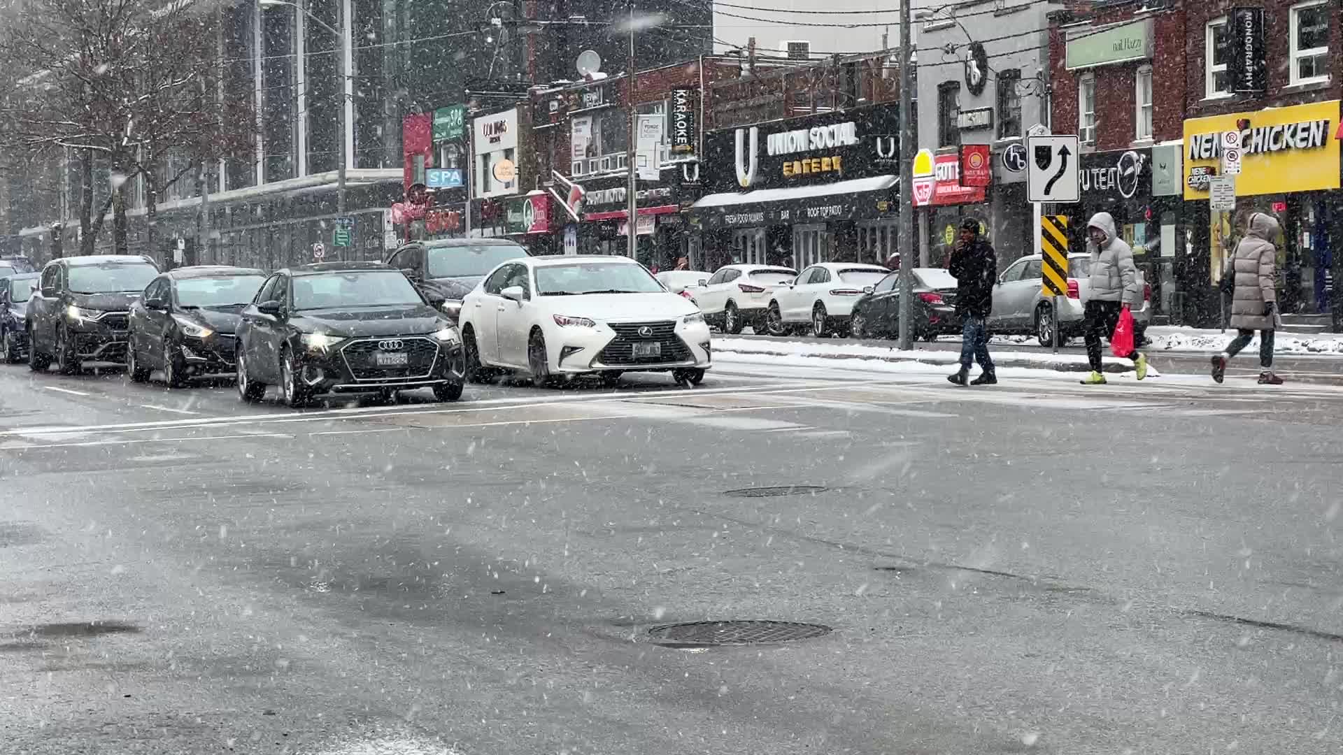 Snow falling in Toronto, Canada