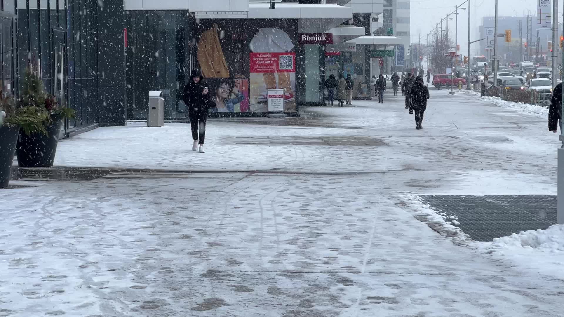 Snow falling in Toronto, Canada
