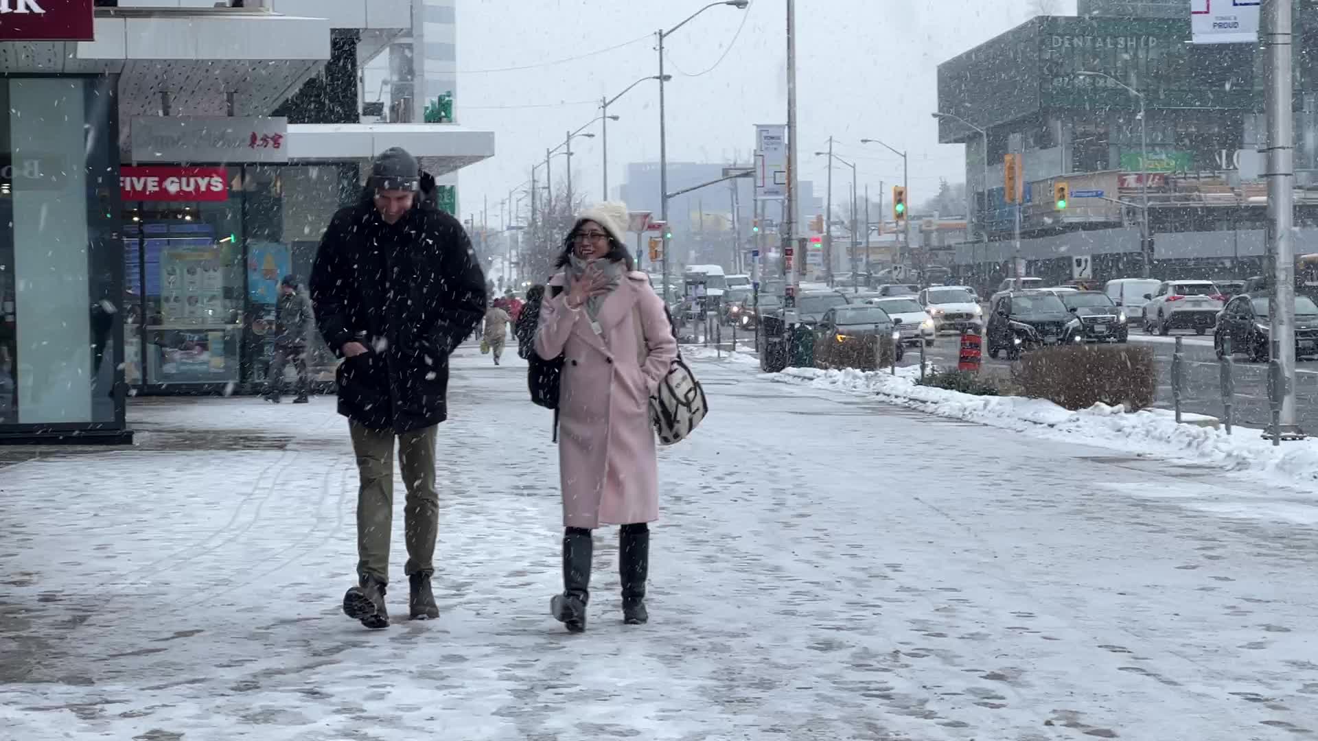 Snow falling in Toronto, Canada