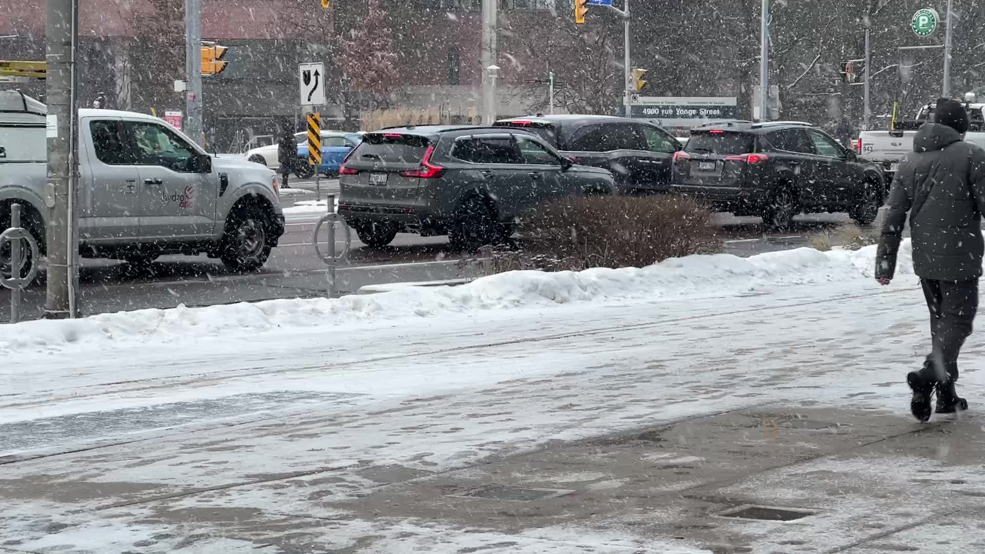 Snow falling in Toronto, Canada