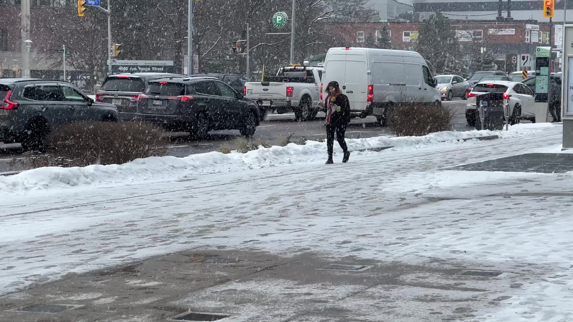Snow falling in Toronto, Canada