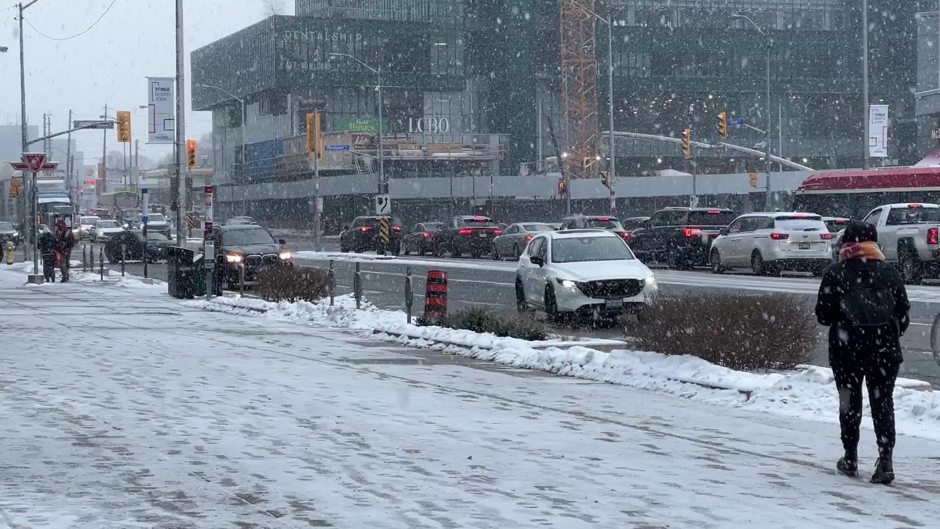 Snow falling in Toronto, Canada