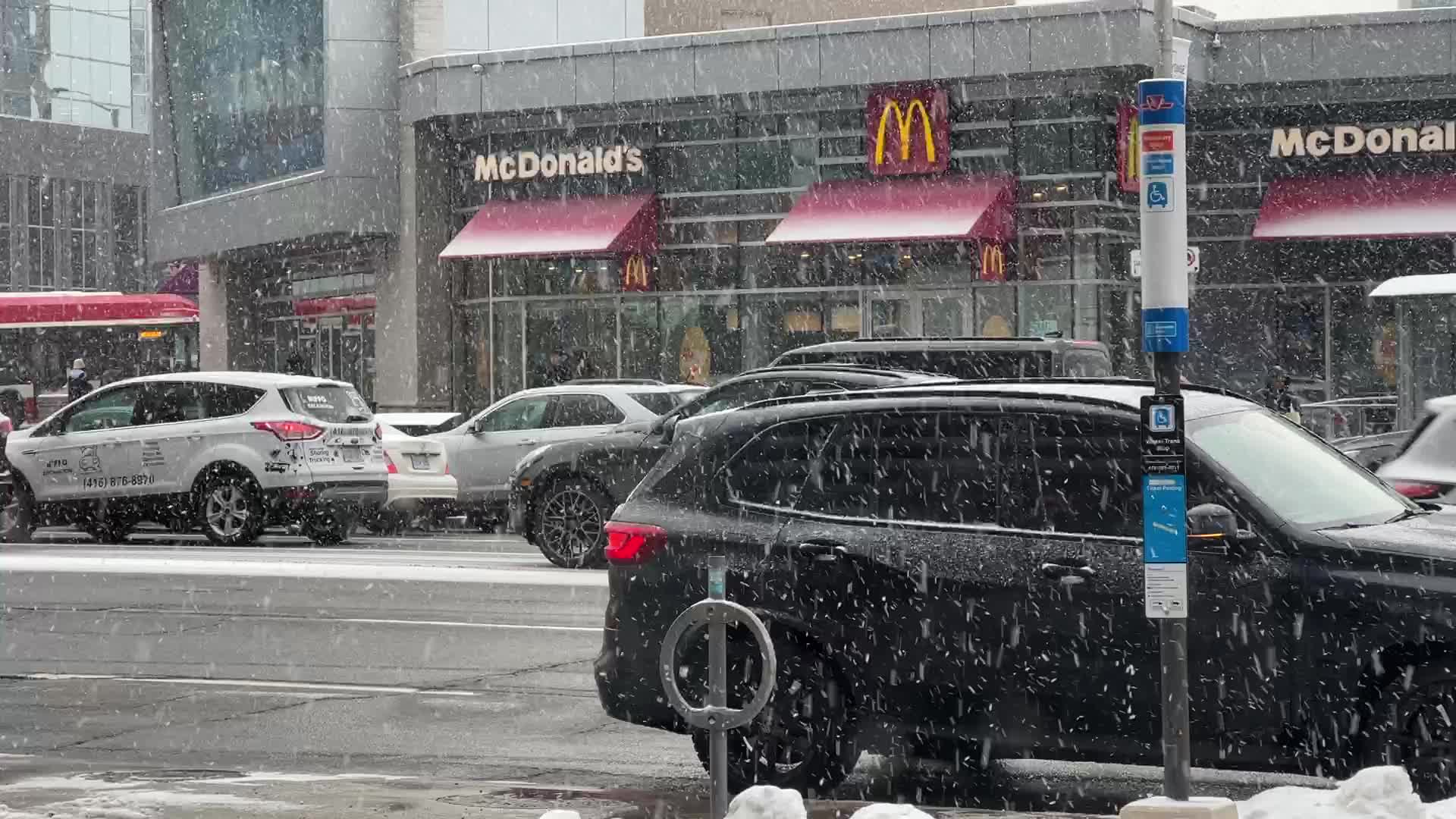 Snow falling in Toronto, Canada