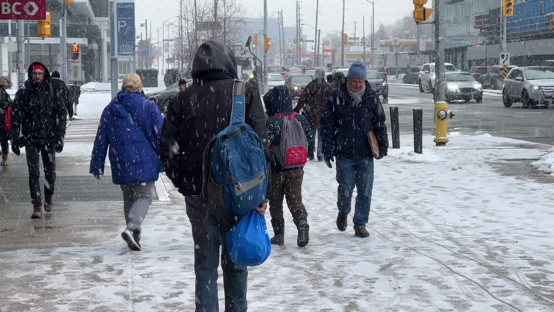 Snow falling in Toronto, Canada