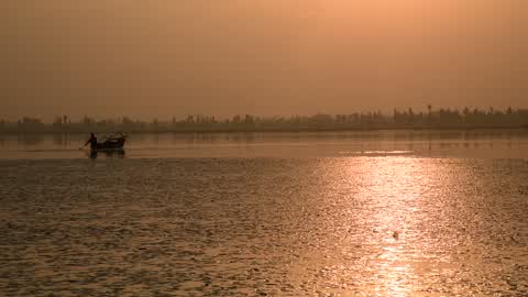 Sunset at Dal Lake in Srinagar.