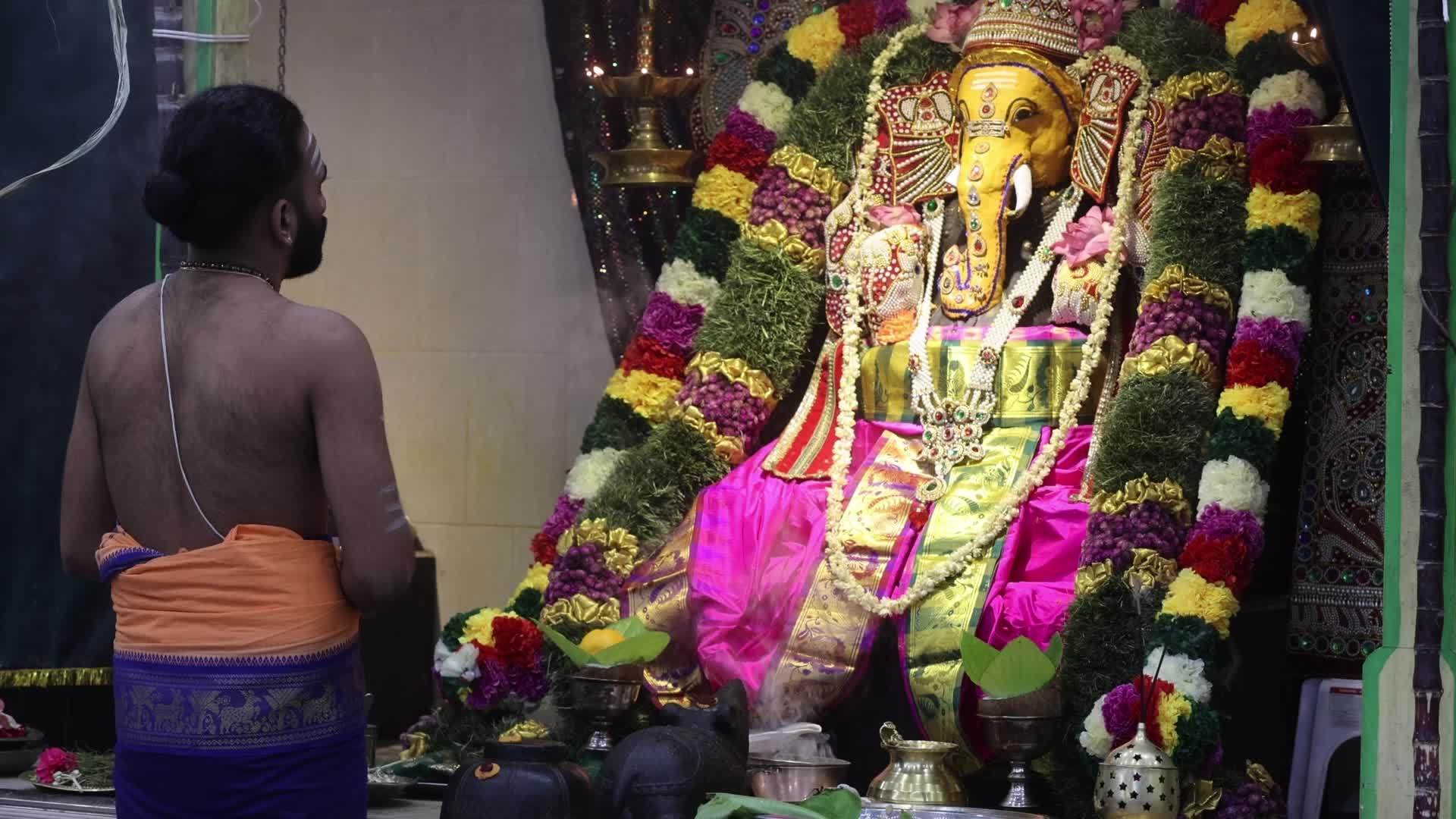 Morning prayers at a Tamil Hindu Temple in Canada