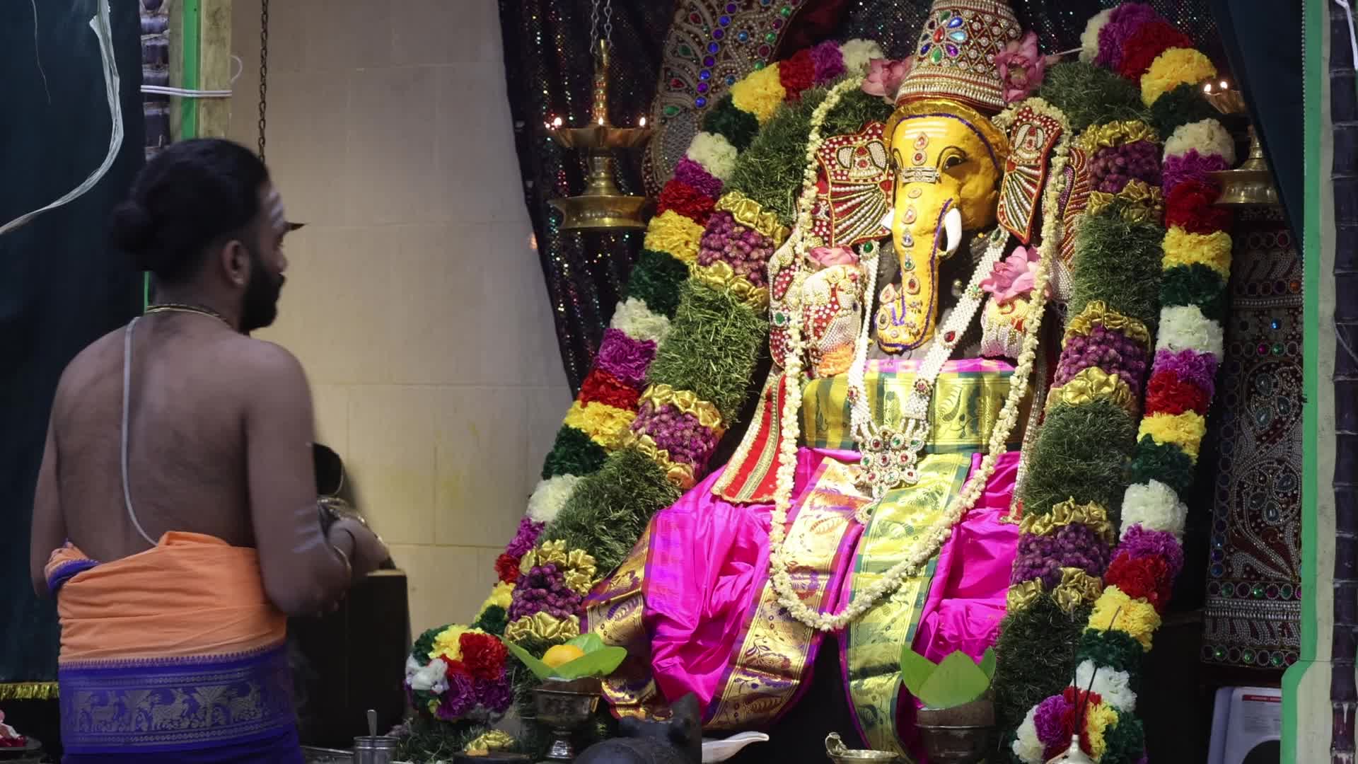 Morning prayers at a Tamil Hindu Temple in Canada