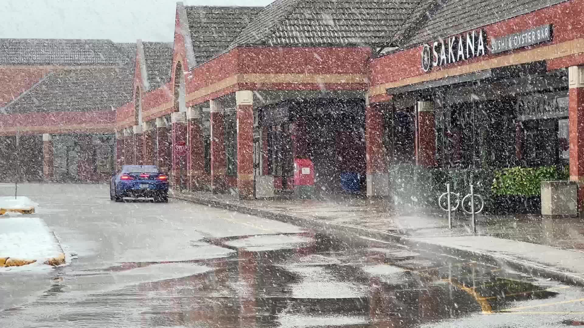 Heavy wet snow falling in Toronto, Canada