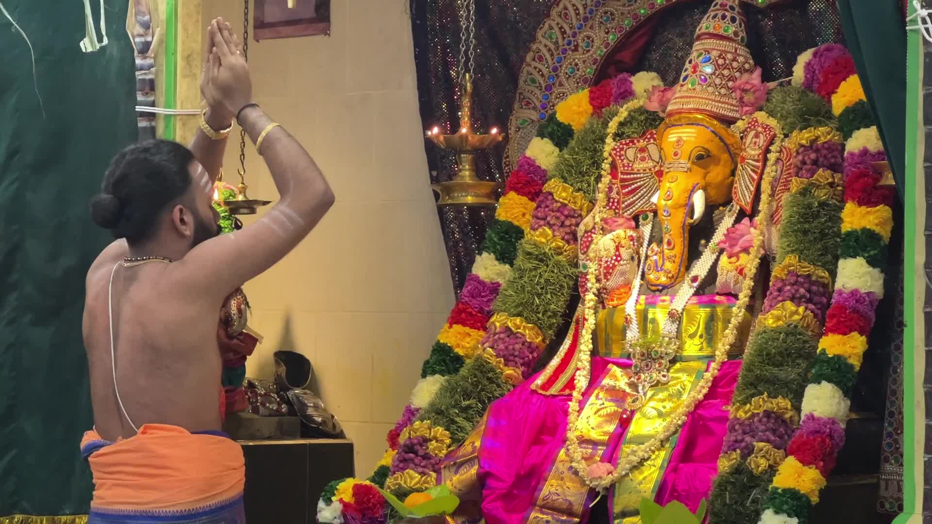 Morning prayers at a Tamil Hindu Temple in Canada