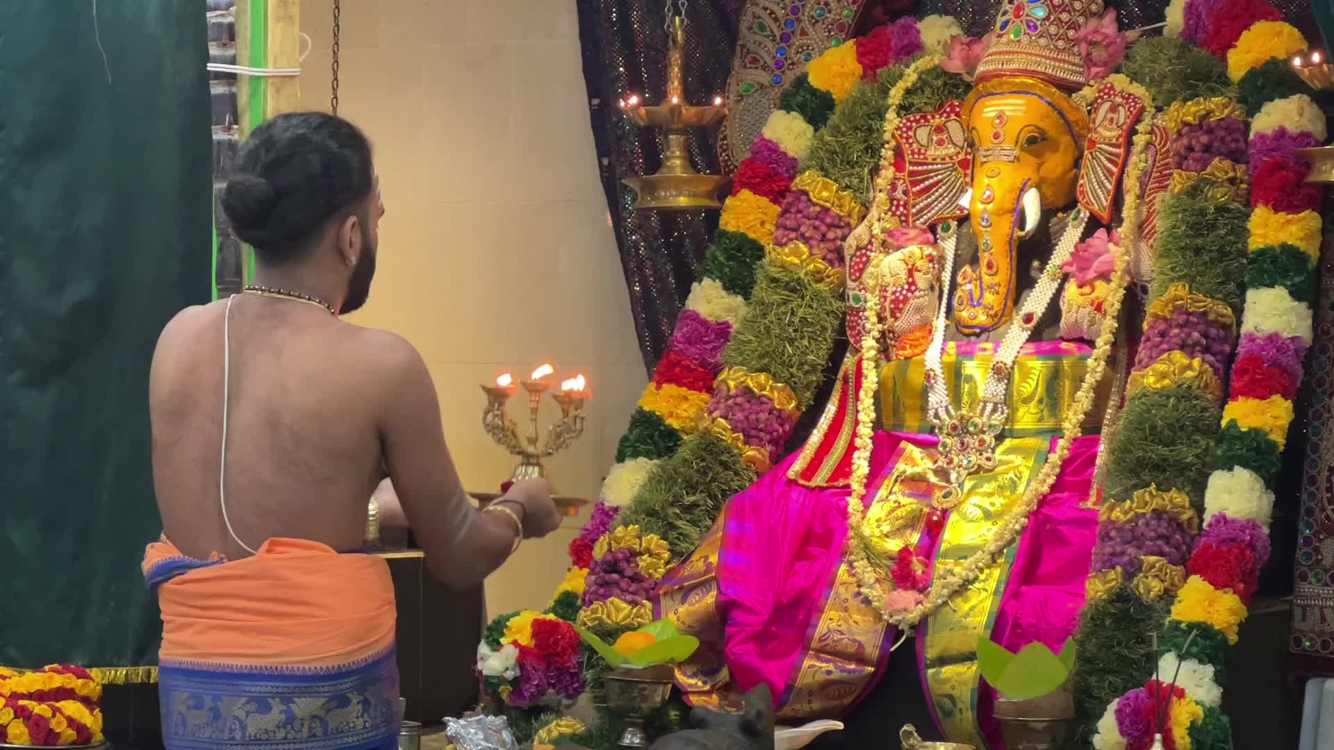 Morning prayers at a Tamil Hindu Temple in Canada
