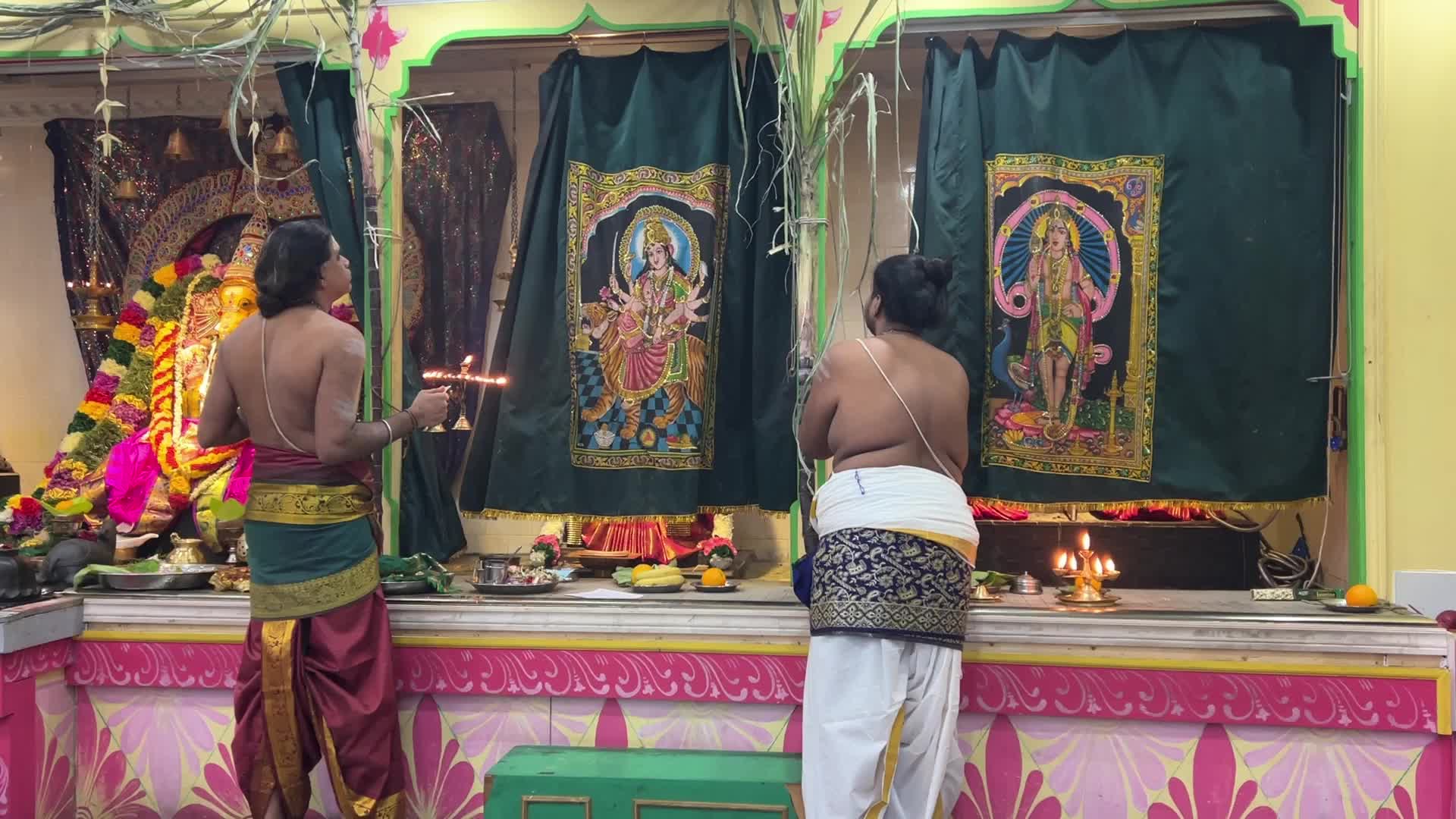 Morning prayers at a Tamil Hindu Temple in Canada