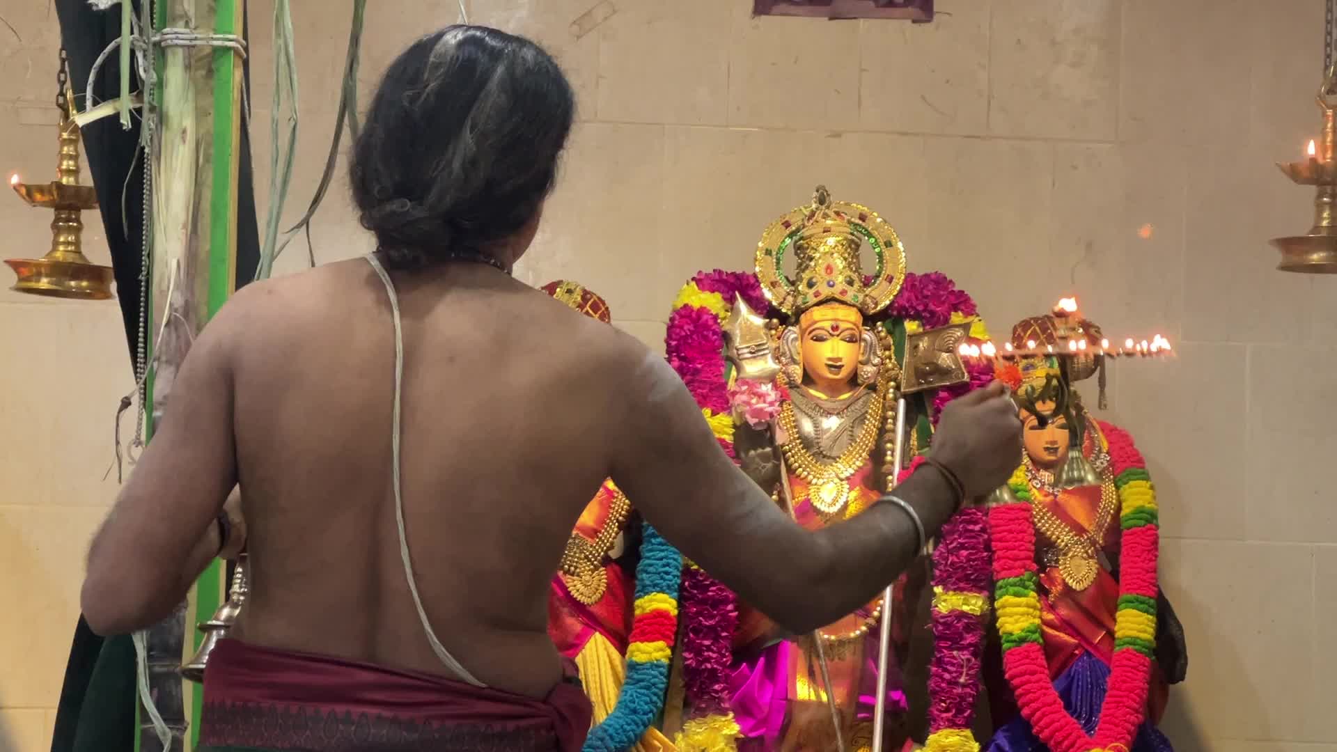 Morning prayers at a Tamil Hindu Temple in Canada
