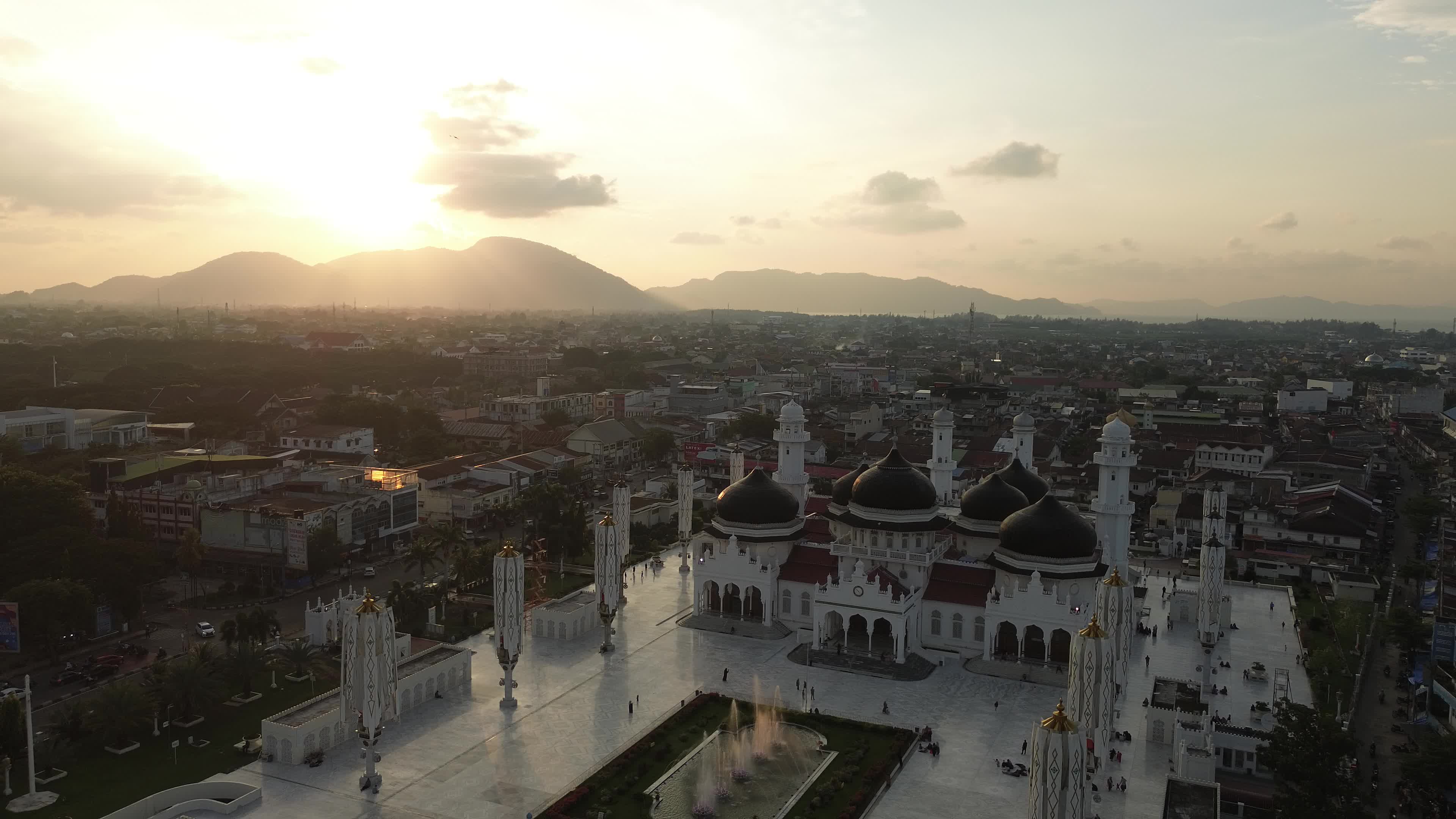 Baiturrahman Grand Mosque Banda Aceh at Sunset
