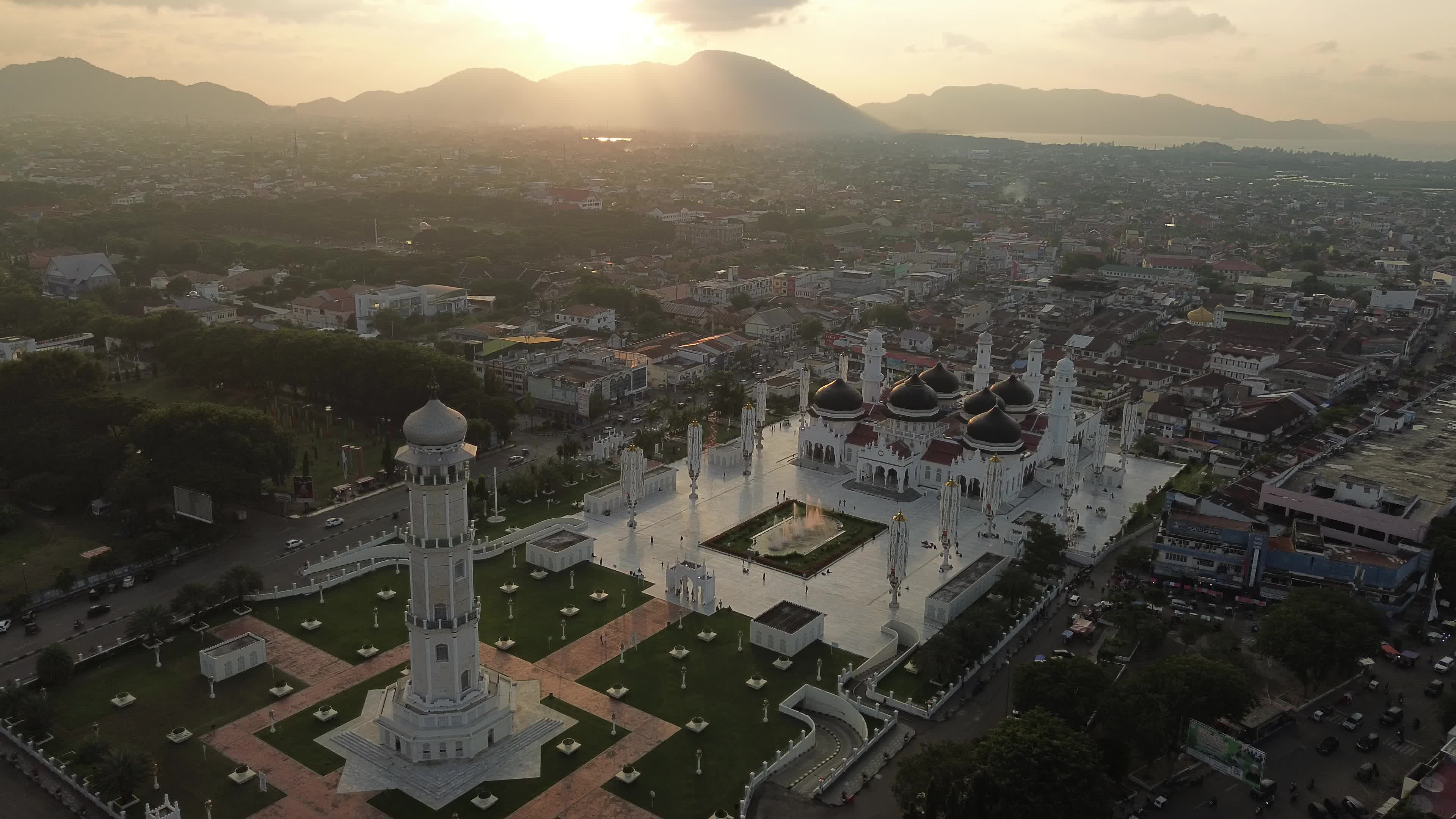 Baiturrahman Grand Mosque Banda Aceh at Sunset
